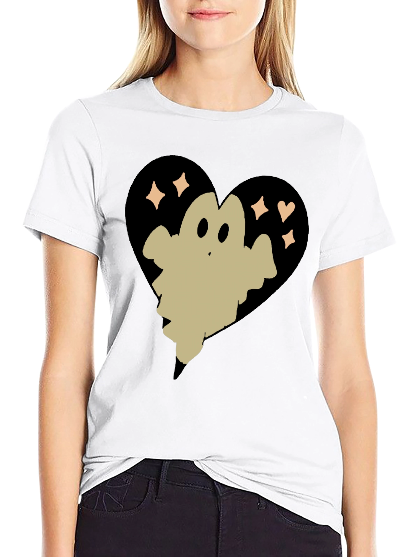 Ghost Heart Graphic Tee - Spooky Cute T-Shirt