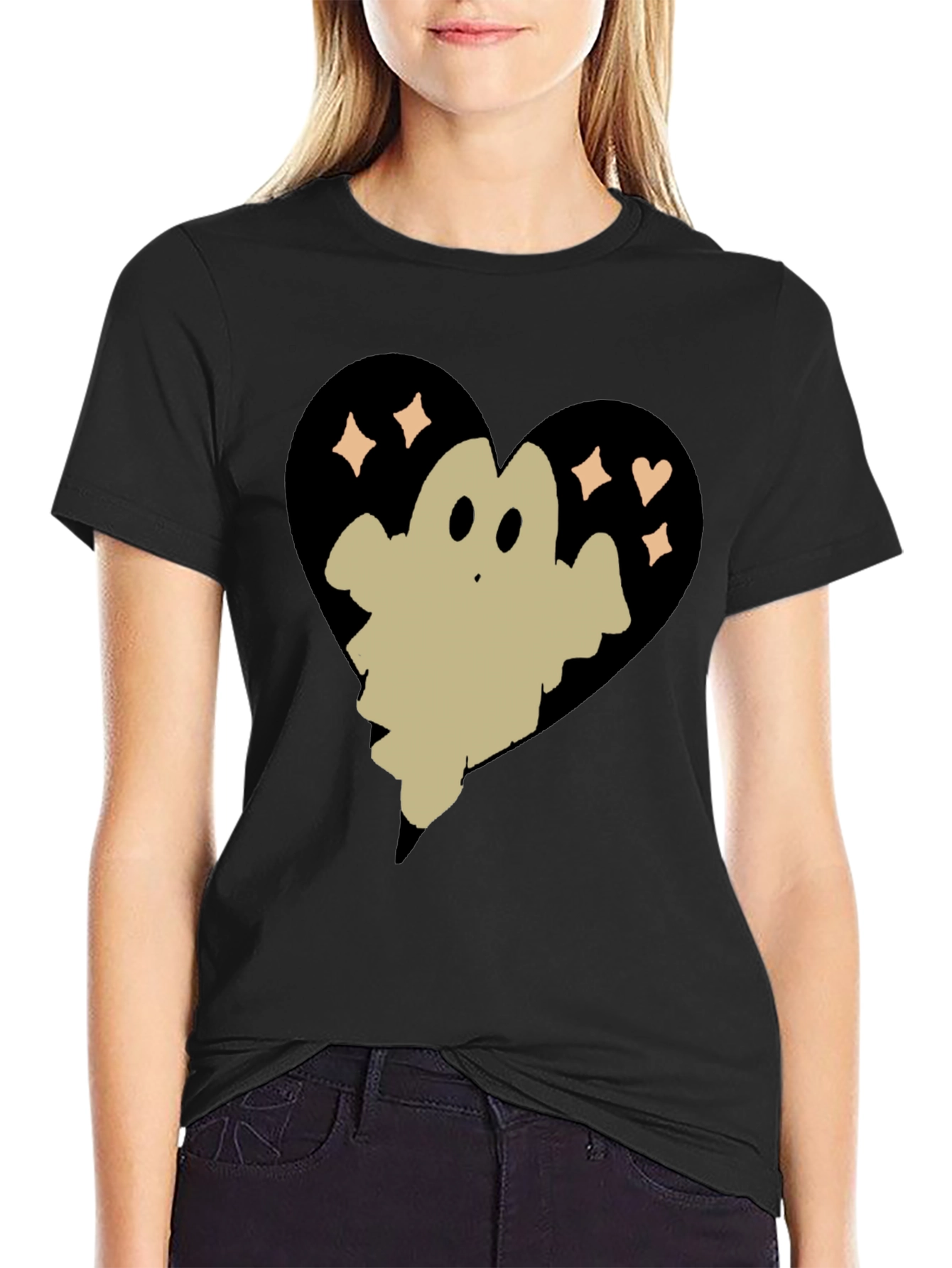 Ghost Heart Graphic Tee - Spooky Cute T-Shirt
