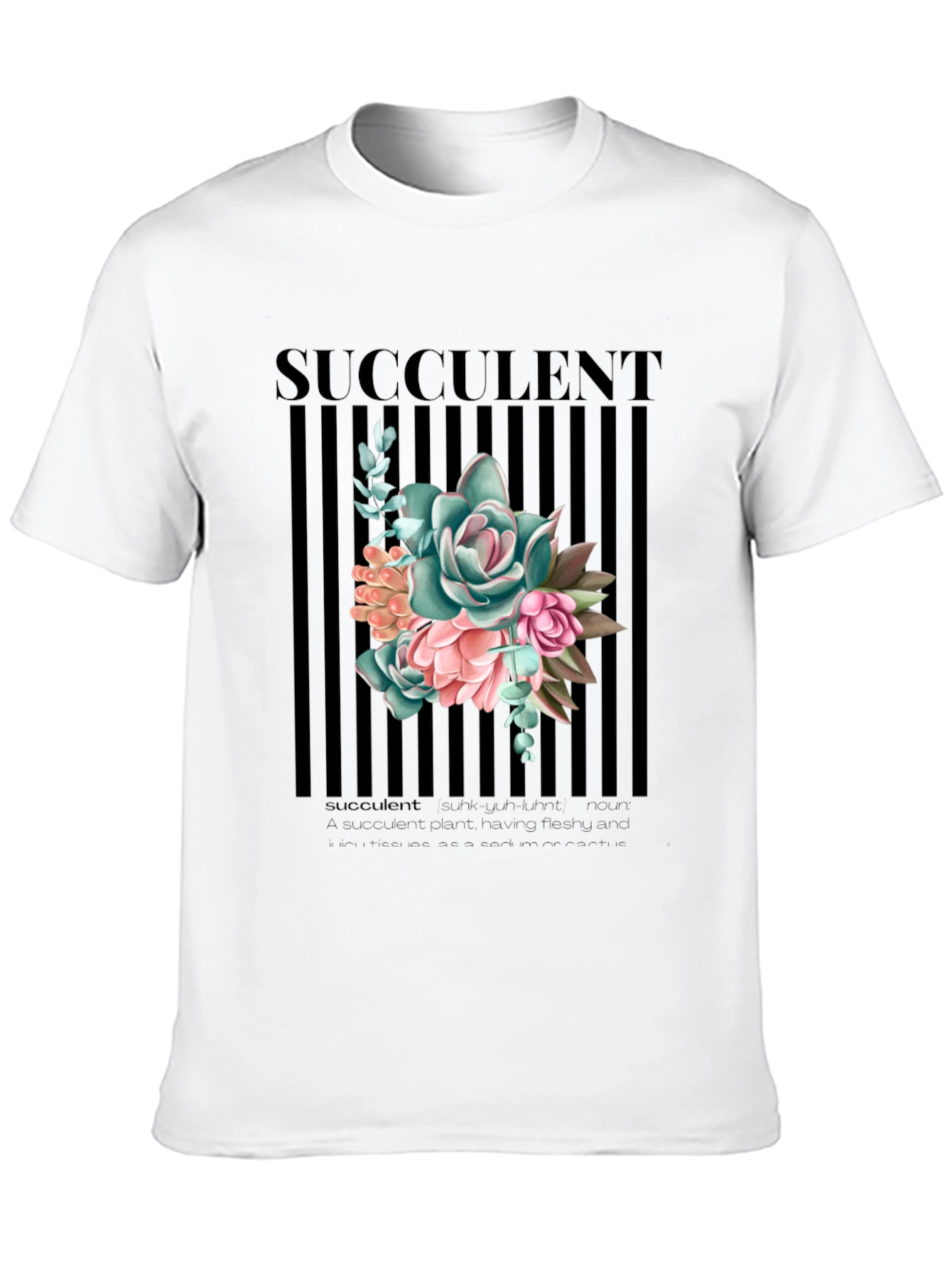 Succulent Graphic Print Black T-Shirt for Men