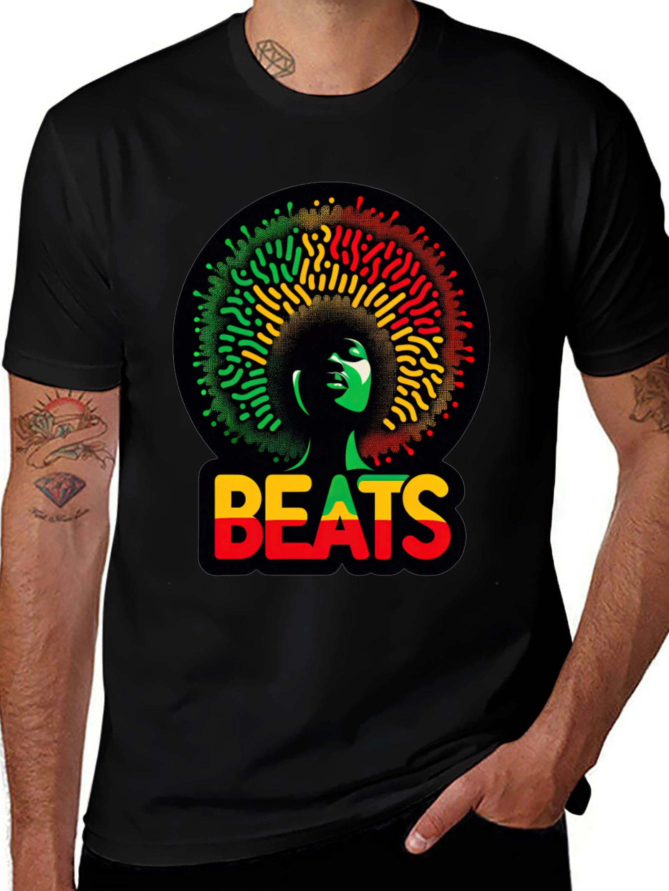 Rasta Beats T-Shirt - Afrocentric Design