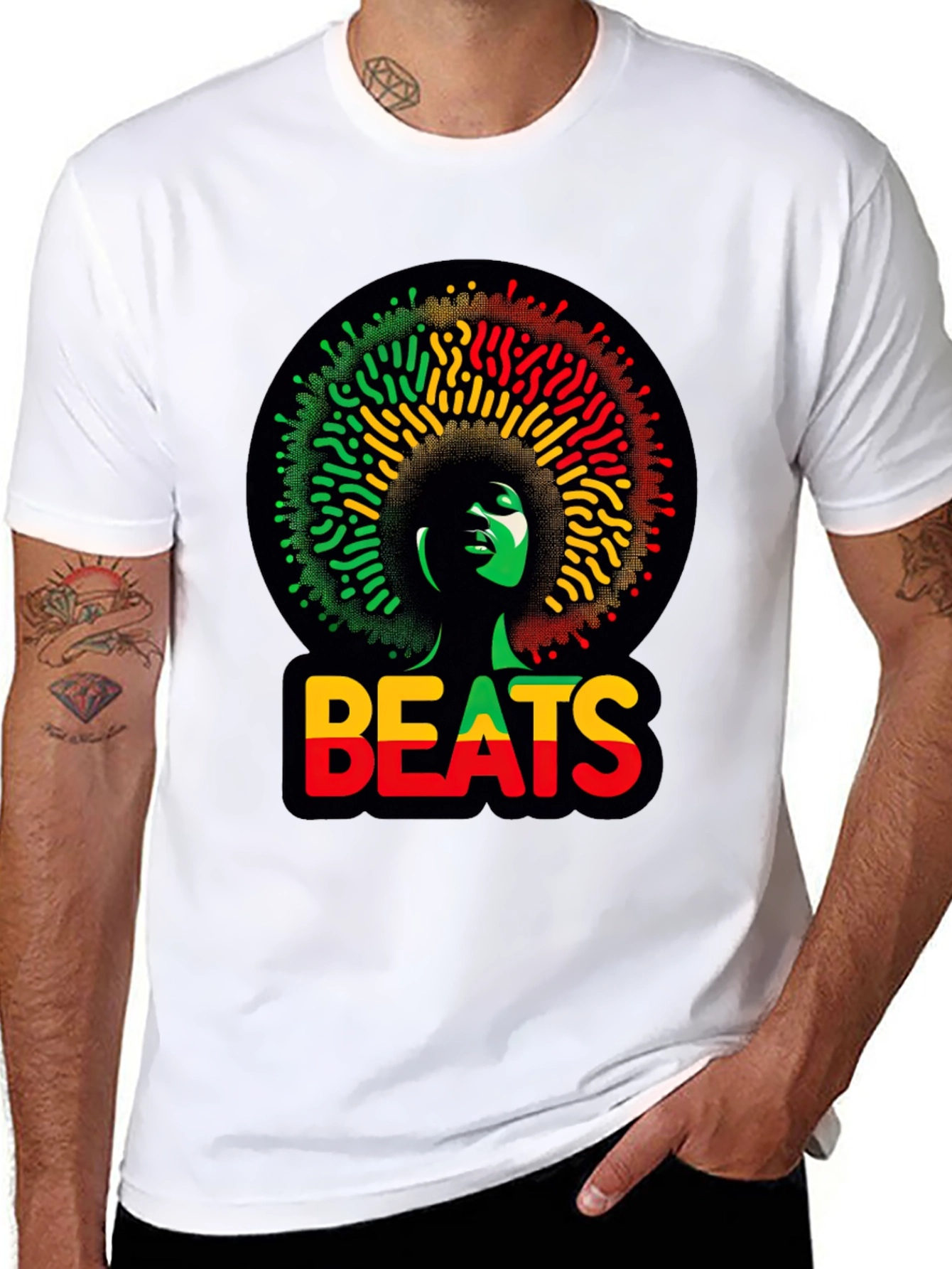 Rasta Beats T-Shirt - Afrocentric Design