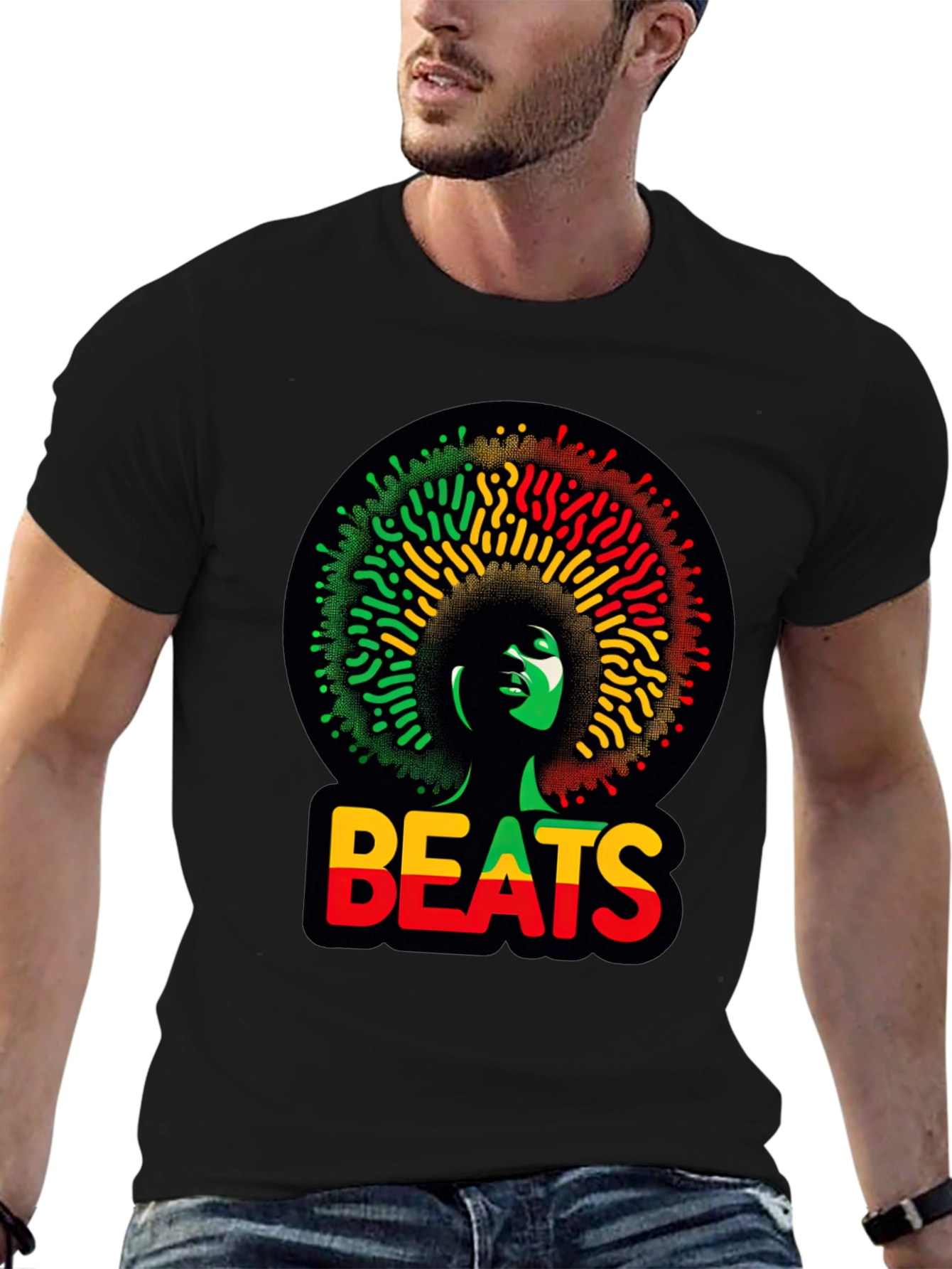 Rasta Beats T-Shirt - Afrocentric Design