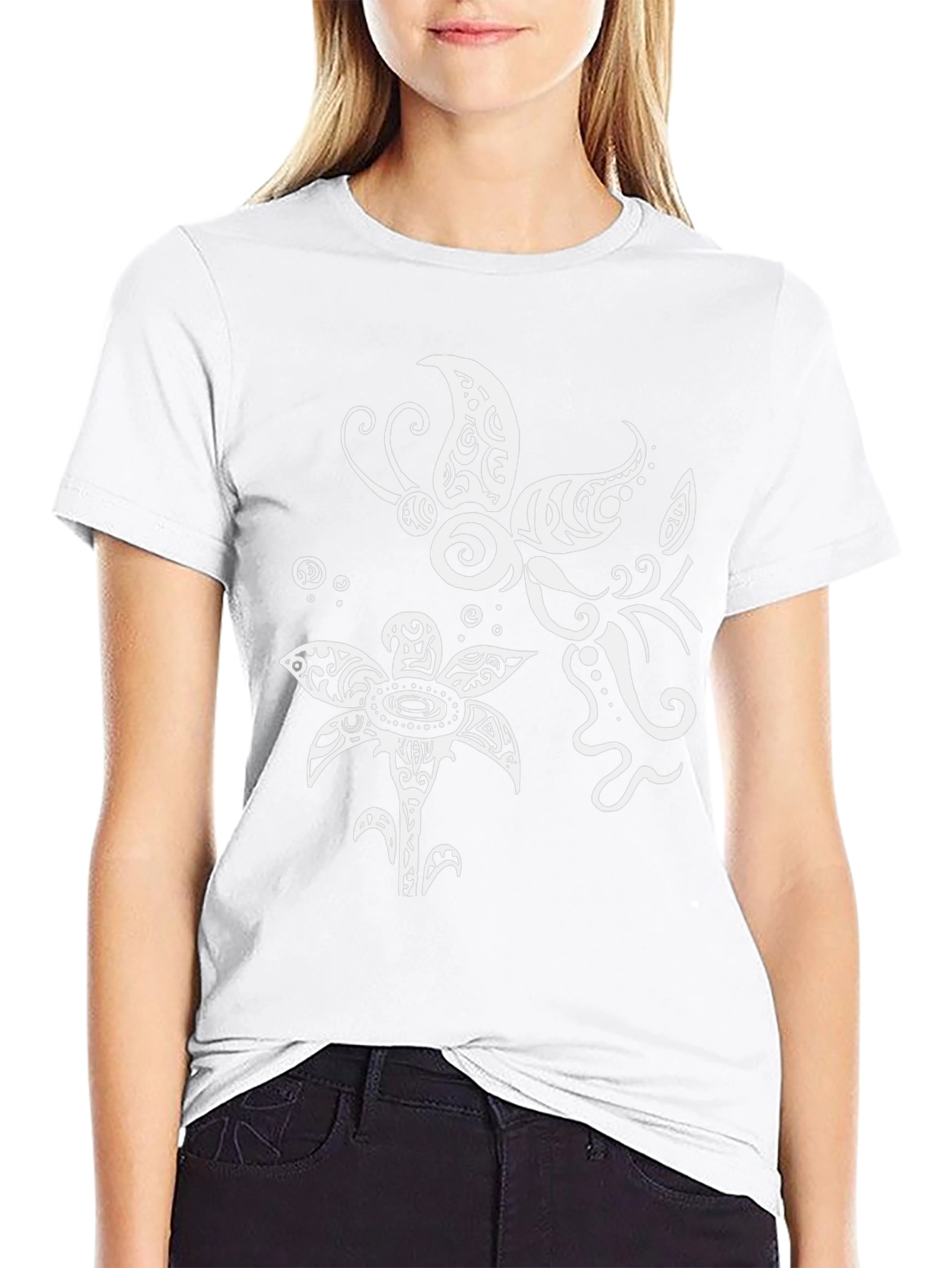 Tribal Butterfly & Floral Graphic T-Shirt - Black