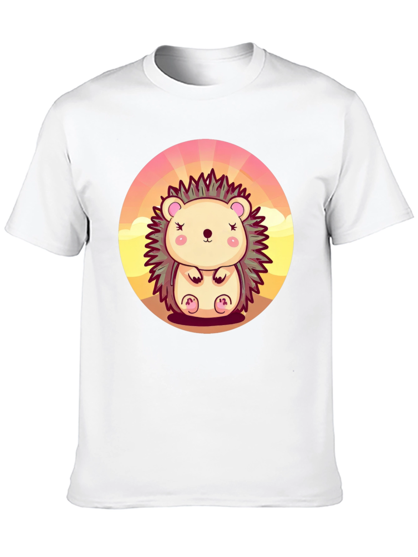 Cute Hedgehog Graphic Tee - Unisex Black T-Shirt
