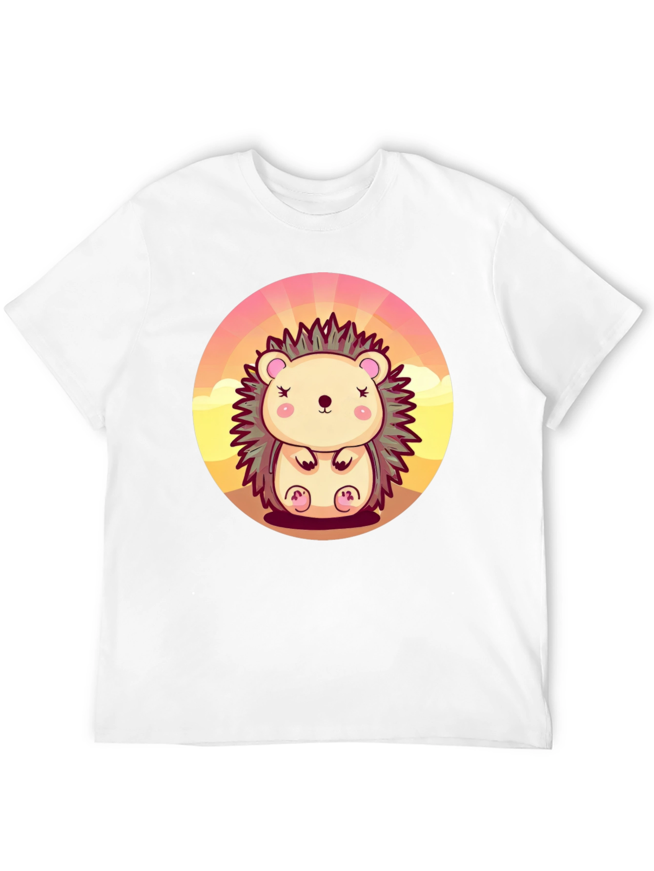 Cute Hedgehog Graphic Tee - Unisex Black T-Shirt