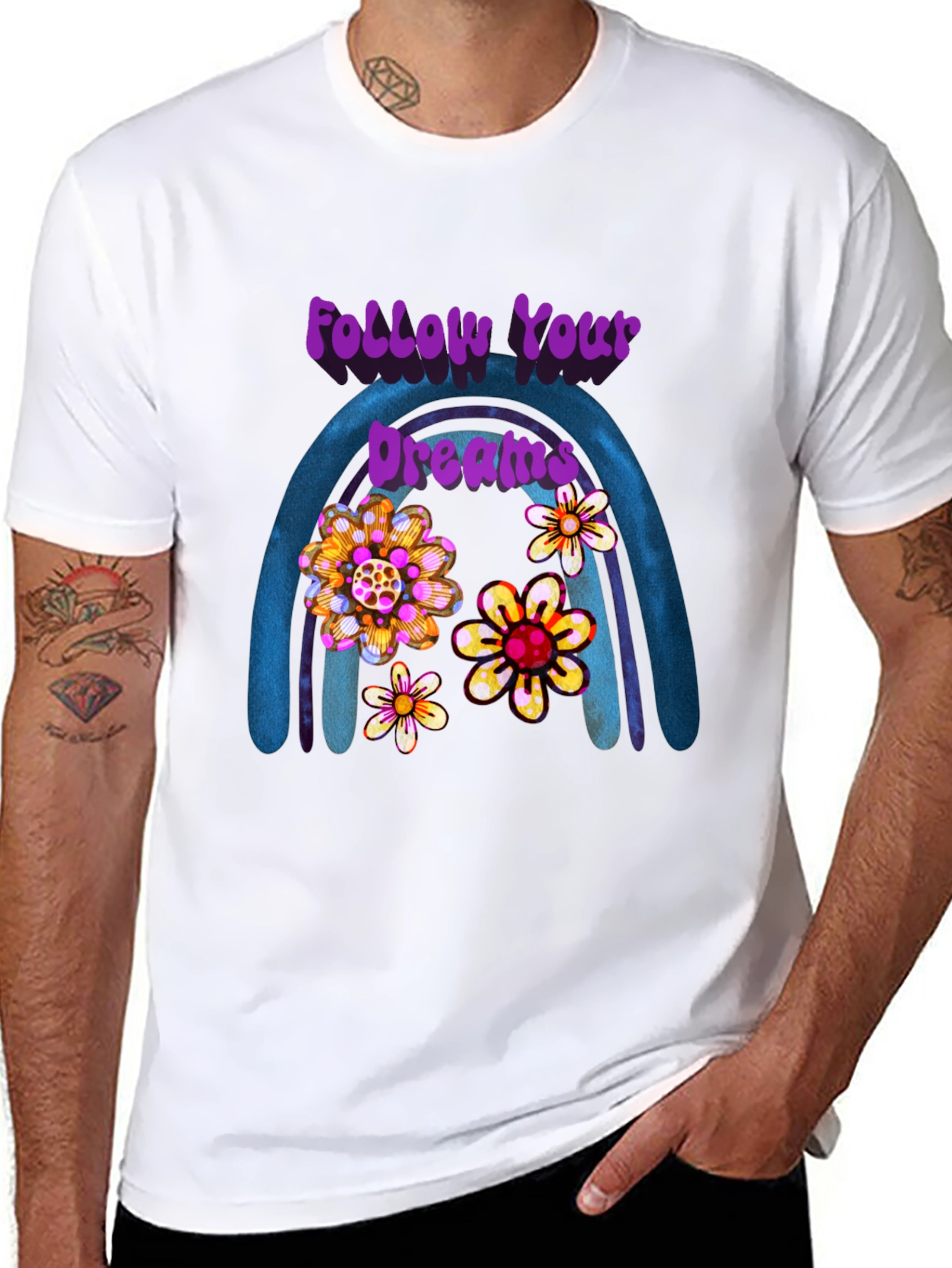 Follow Your Dreams Floral Rainbow Tee