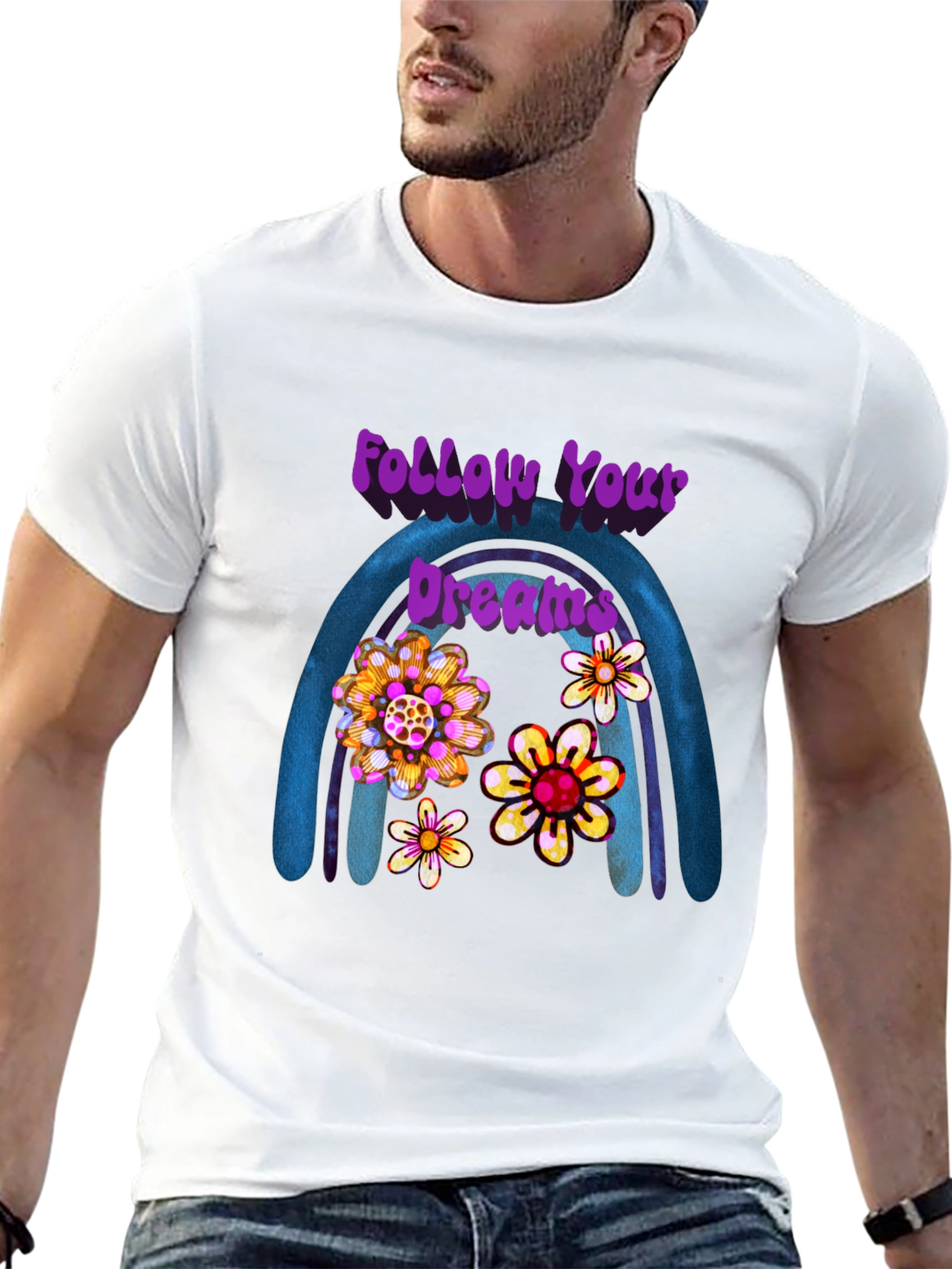 Follow Your Dreams Floral Rainbow Tee