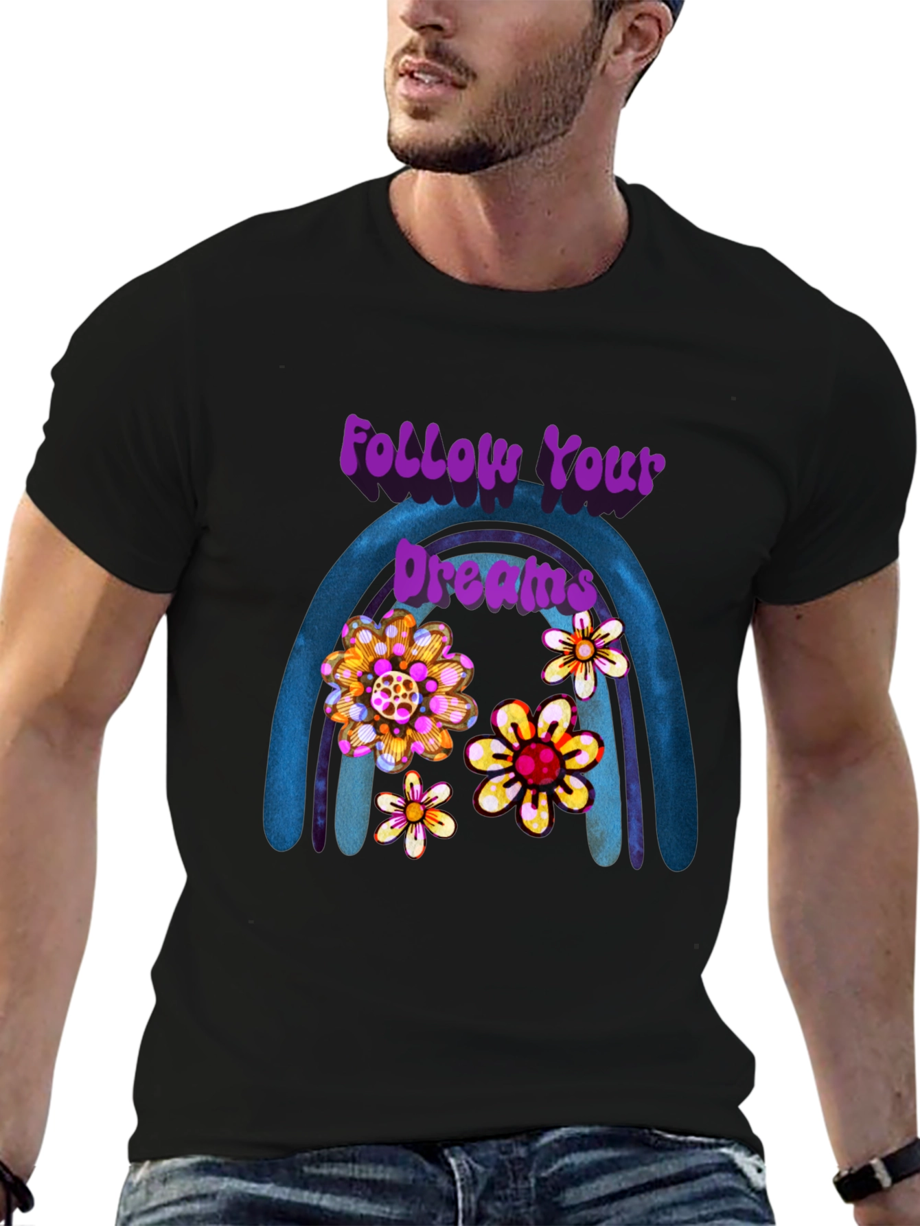 Follow Your Dreams Floral Rainbow Tee