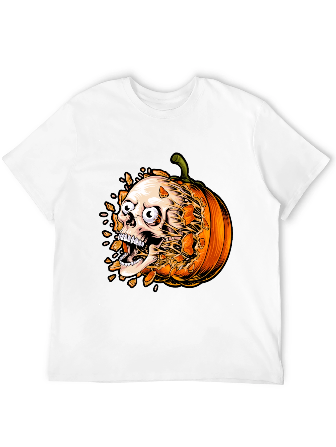 Skull Pumpkin Graphic Tee - Halloween Shirt