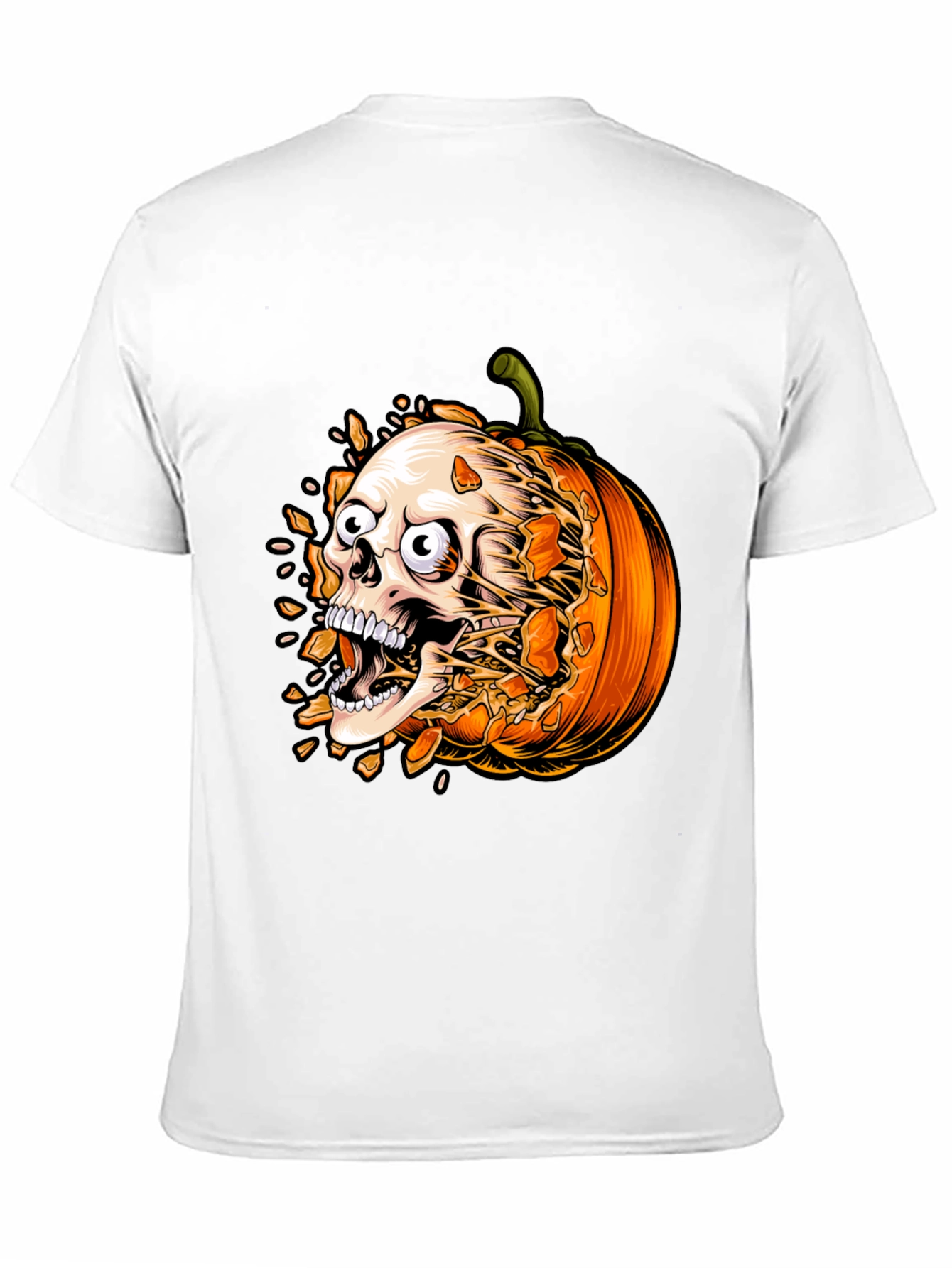 Skull Pumpkin Graphic Tee - Halloween Shirt