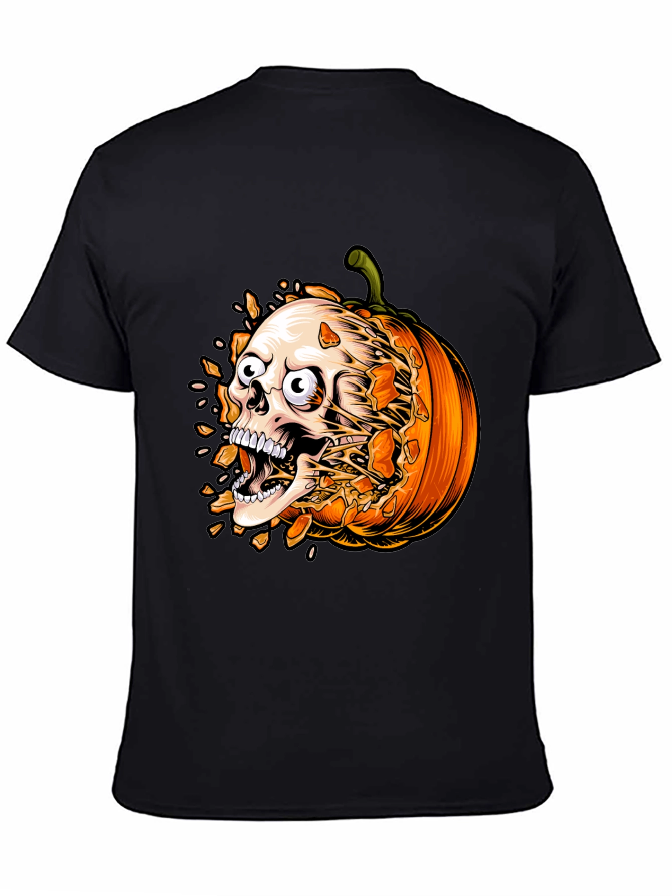 Skull Pumpkin Graphic Tee - Halloween Shirt