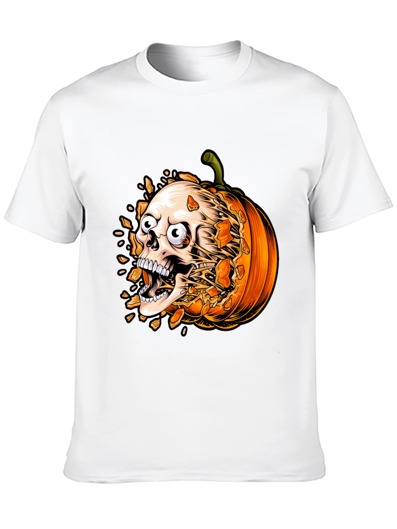Skull Pumpkin Graphic Tee - Halloween Shirt