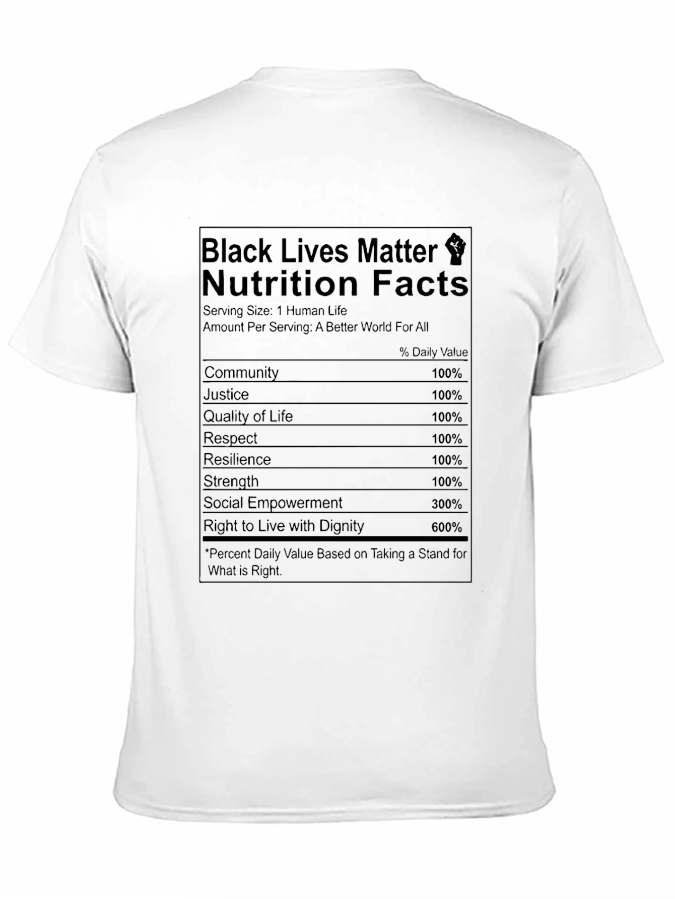 BLM Nutrition Facts T-Shirt - Black Lives Matter