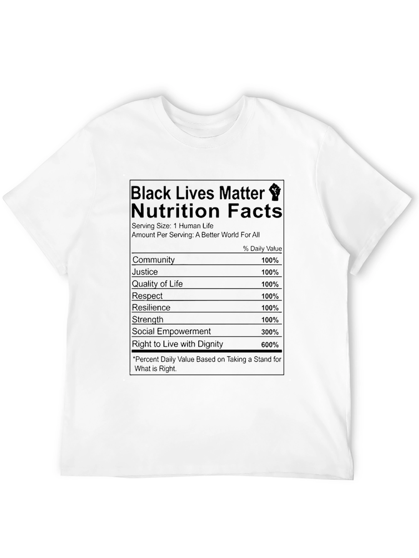 BLM Nutrition Facts T-Shirt - Black Lives Matter