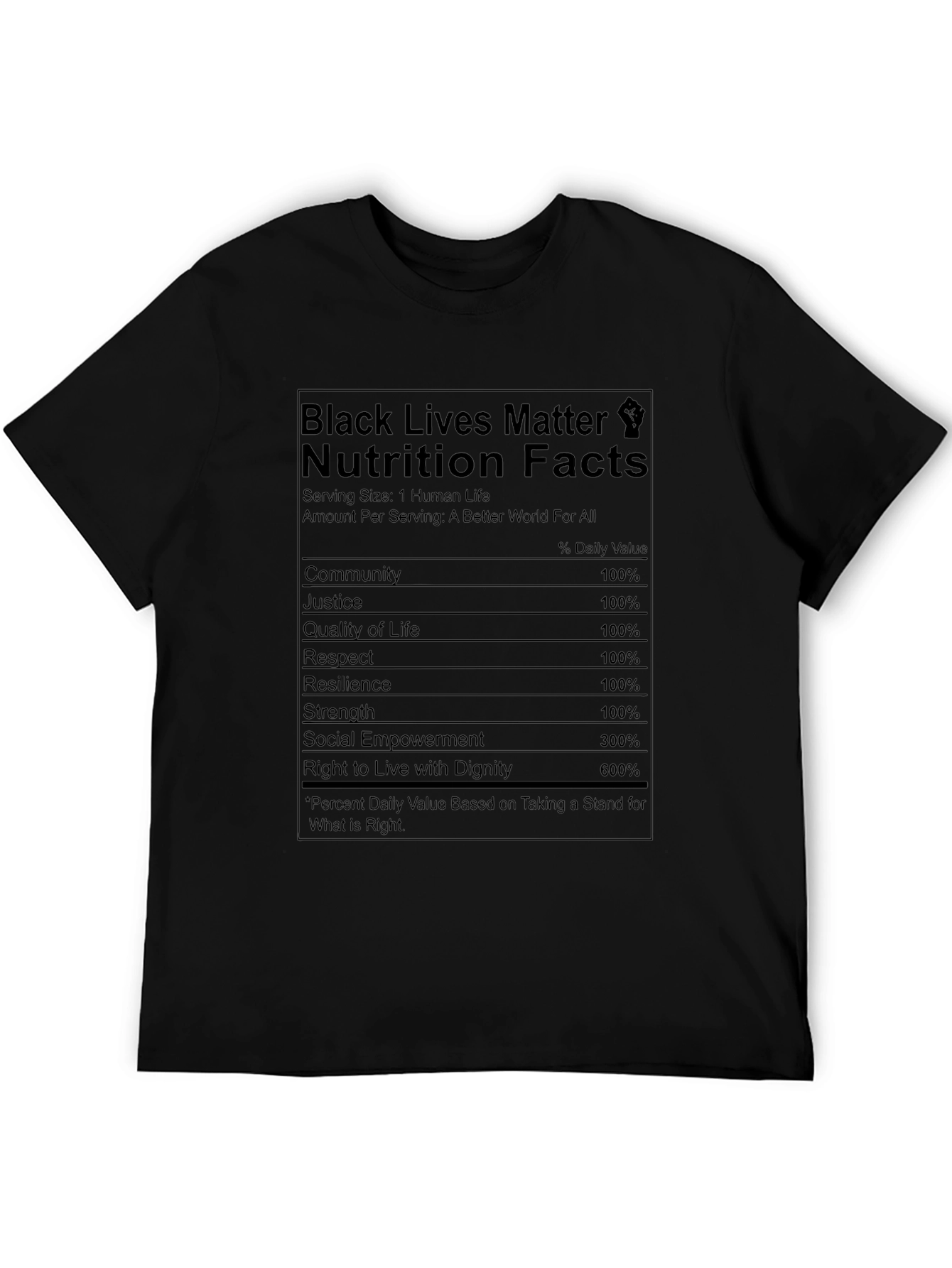 BLM Nutrition Facts T-Shirt - Black Lives Matter