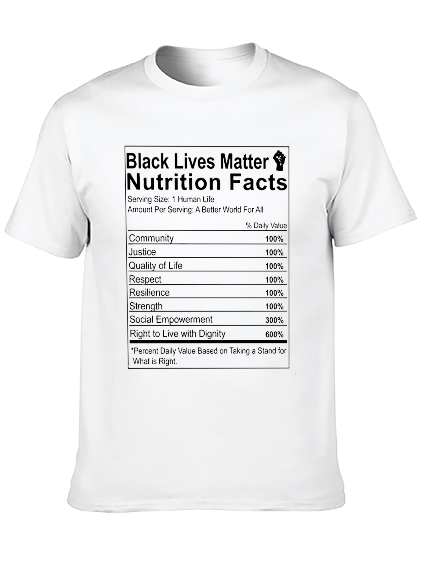 BLM Nutrition Facts T-Shirt - Black Lives Matter