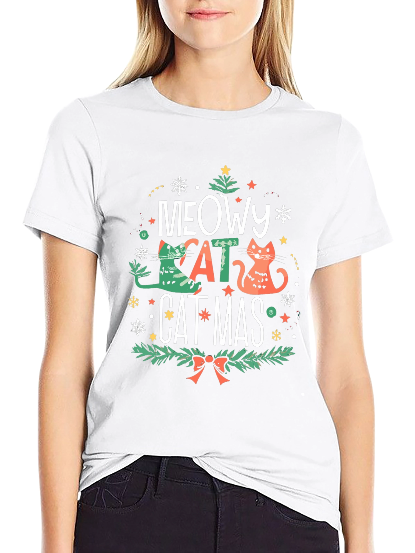 Meowy Catmas T-Shirt - Holiday Cat Design