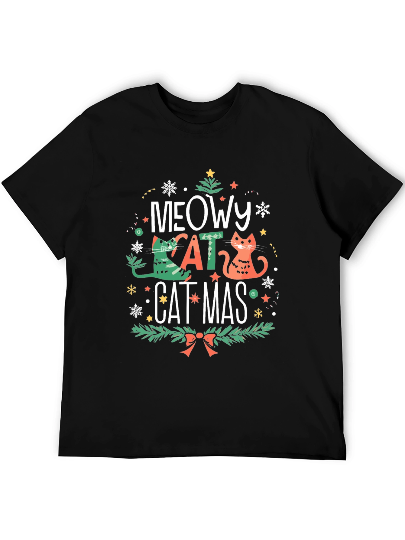 Meowy Catmas T-Shirt - Holiday Cat Design