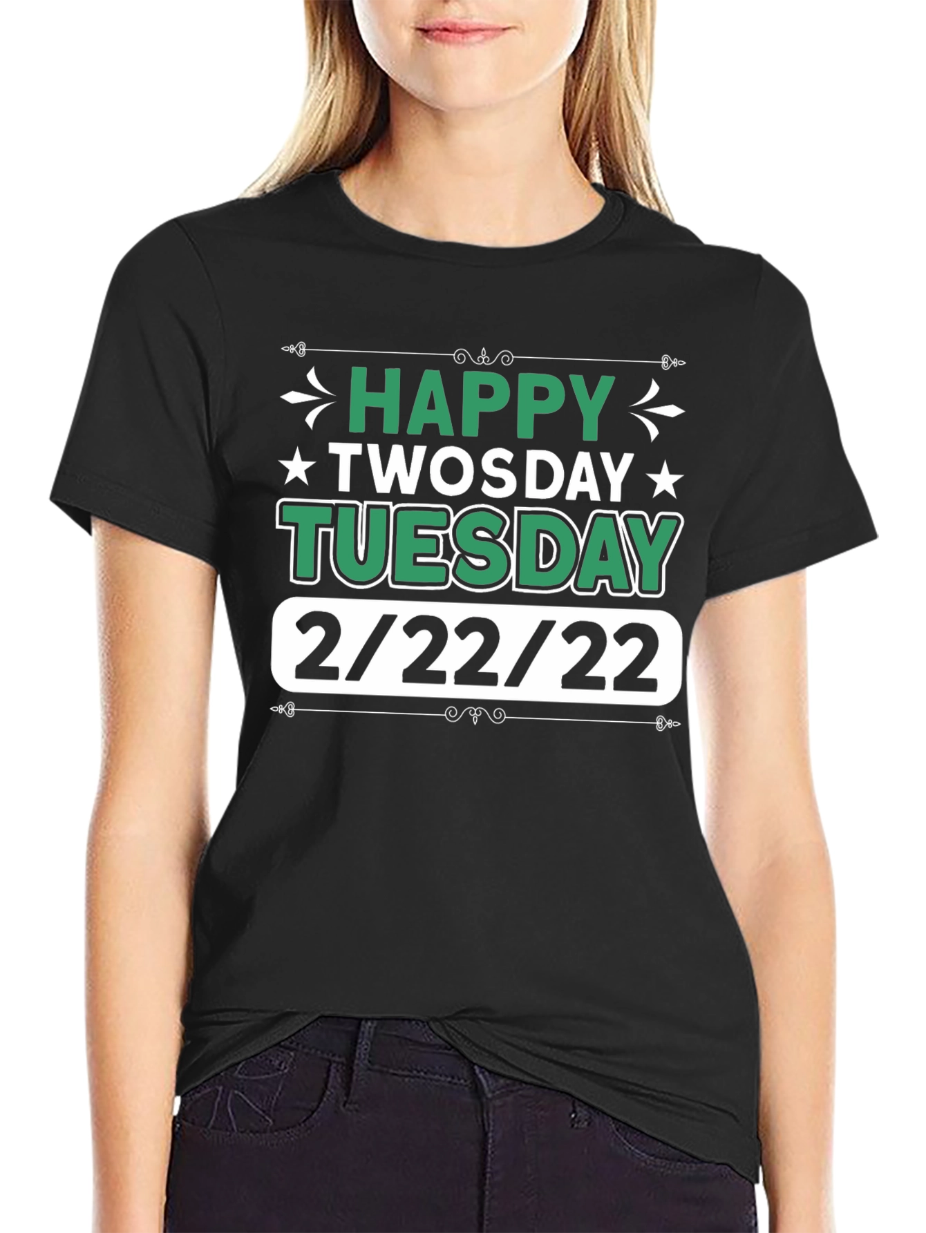 Happy Twosday Tuesday 2/22/22 Black Graphic T-Shirt