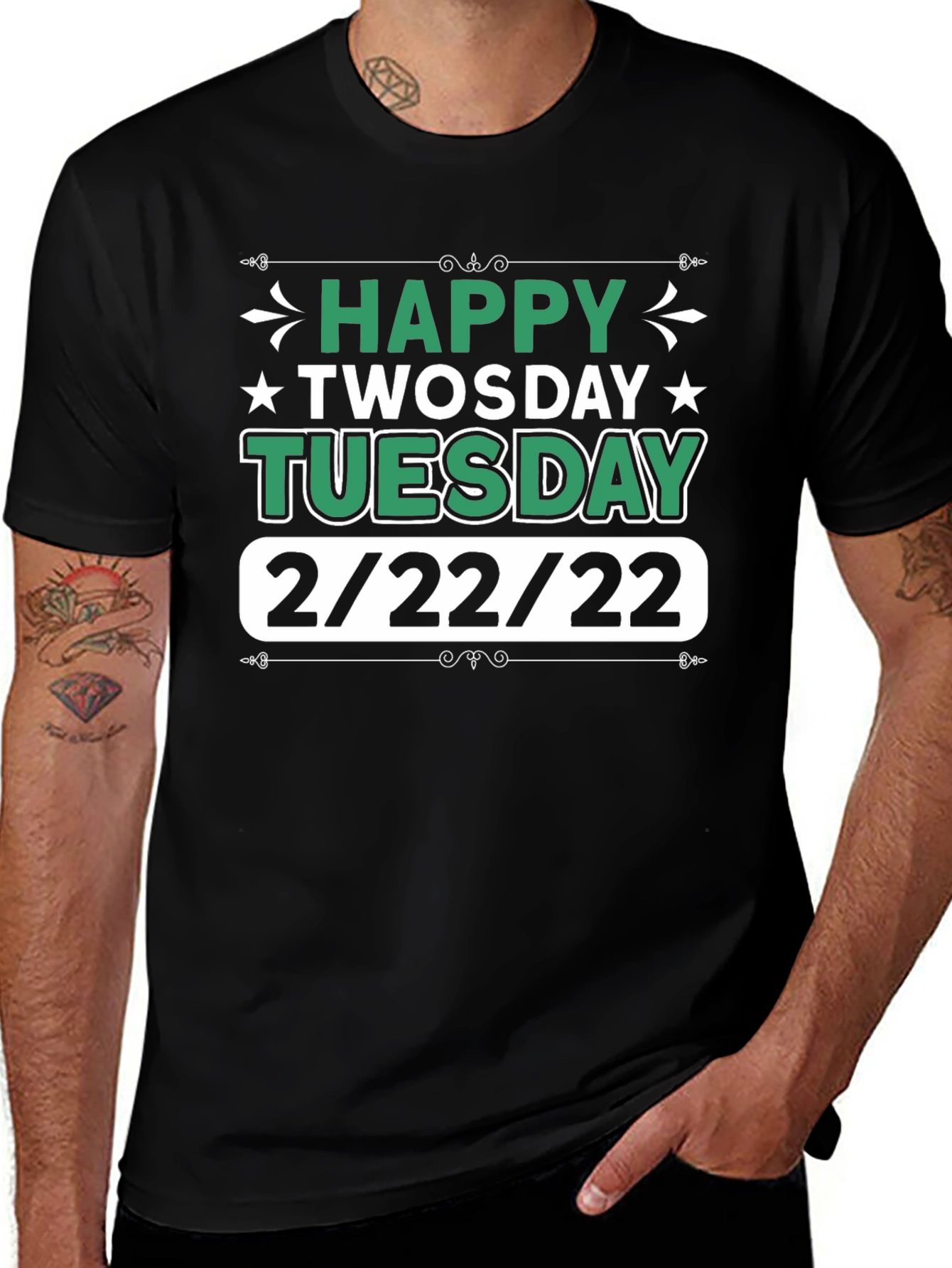 Happy Twosday Tuesday 2/22/22 Black Graphic T-Shirt