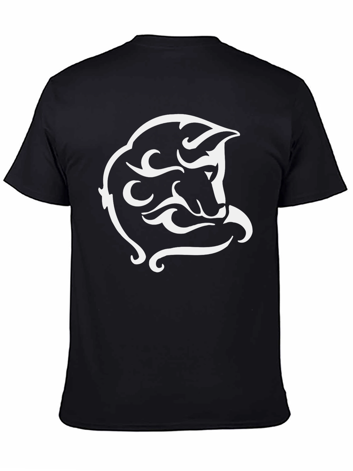 Tribal Wolf Graphic Tee - Black Cotton Blend