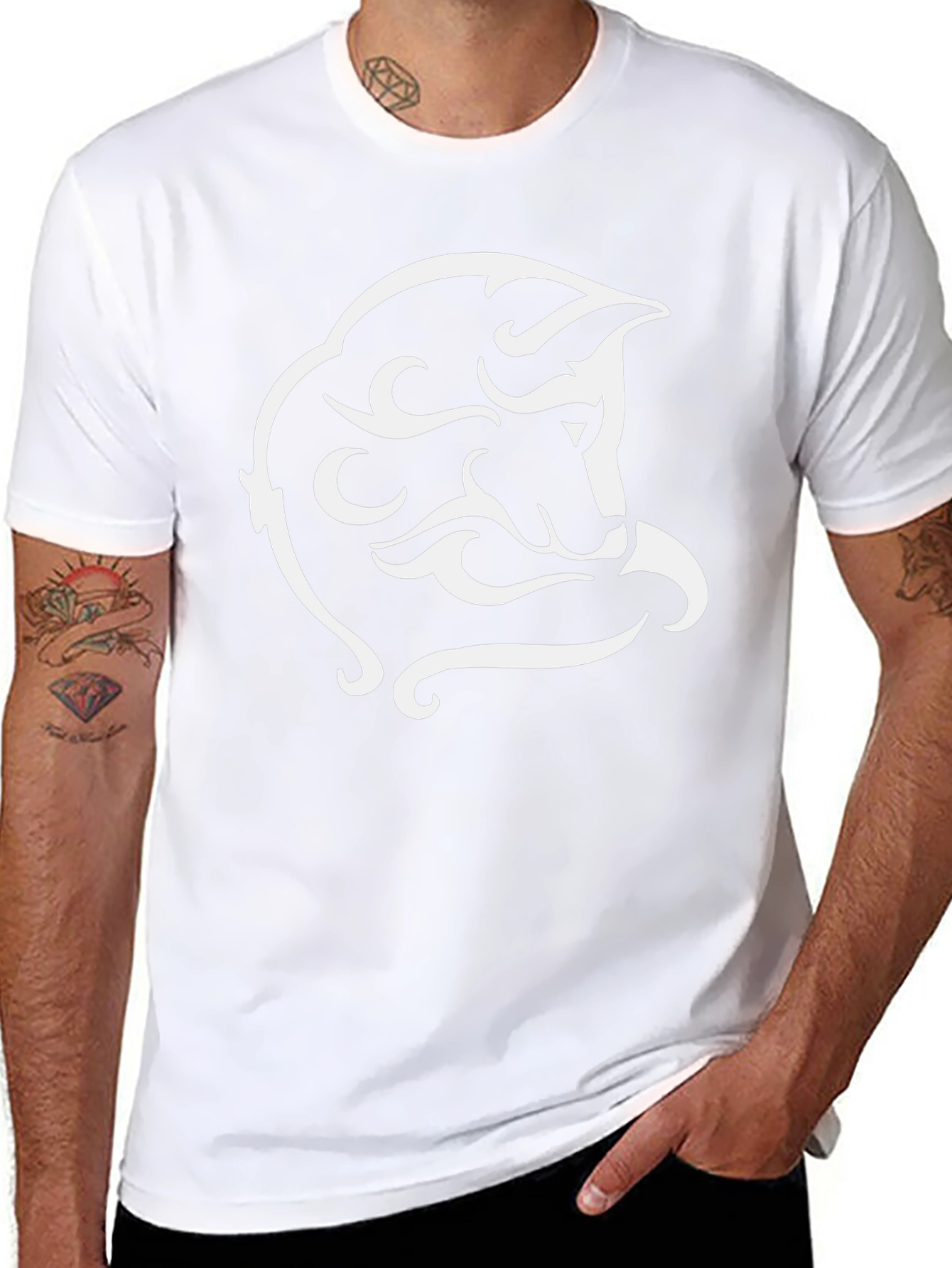 Tribal Wolf Graphic Tee - Black Cotton Blend