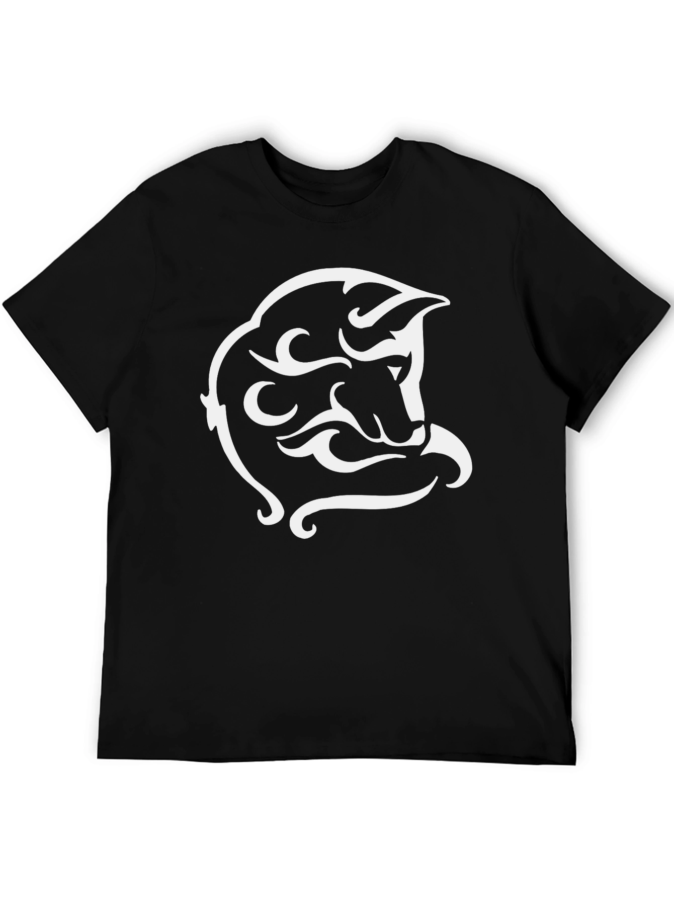 Tribal Wolf Graphic Tee - Black Cotton Blend