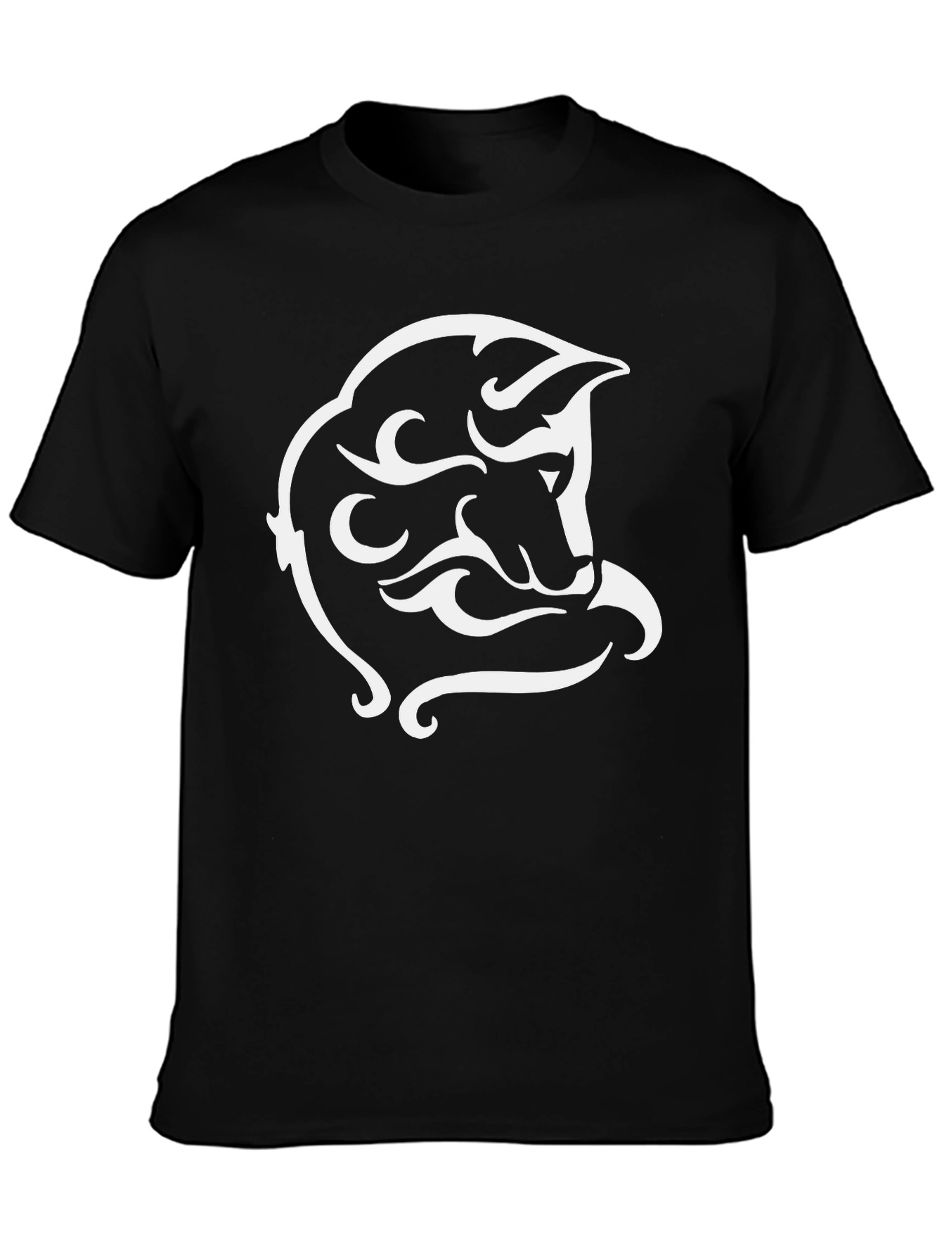 Tribal Wolf Graphic Tee - Black Cotton Blend
