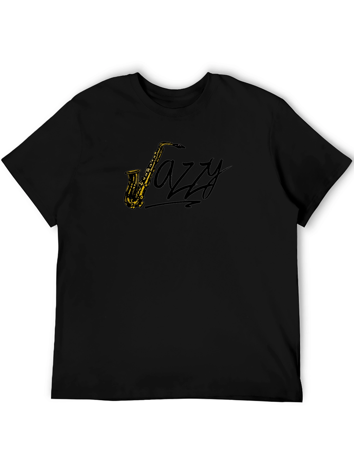 Jazz Saxophone Graphic Tee - Black Cotton Comfort