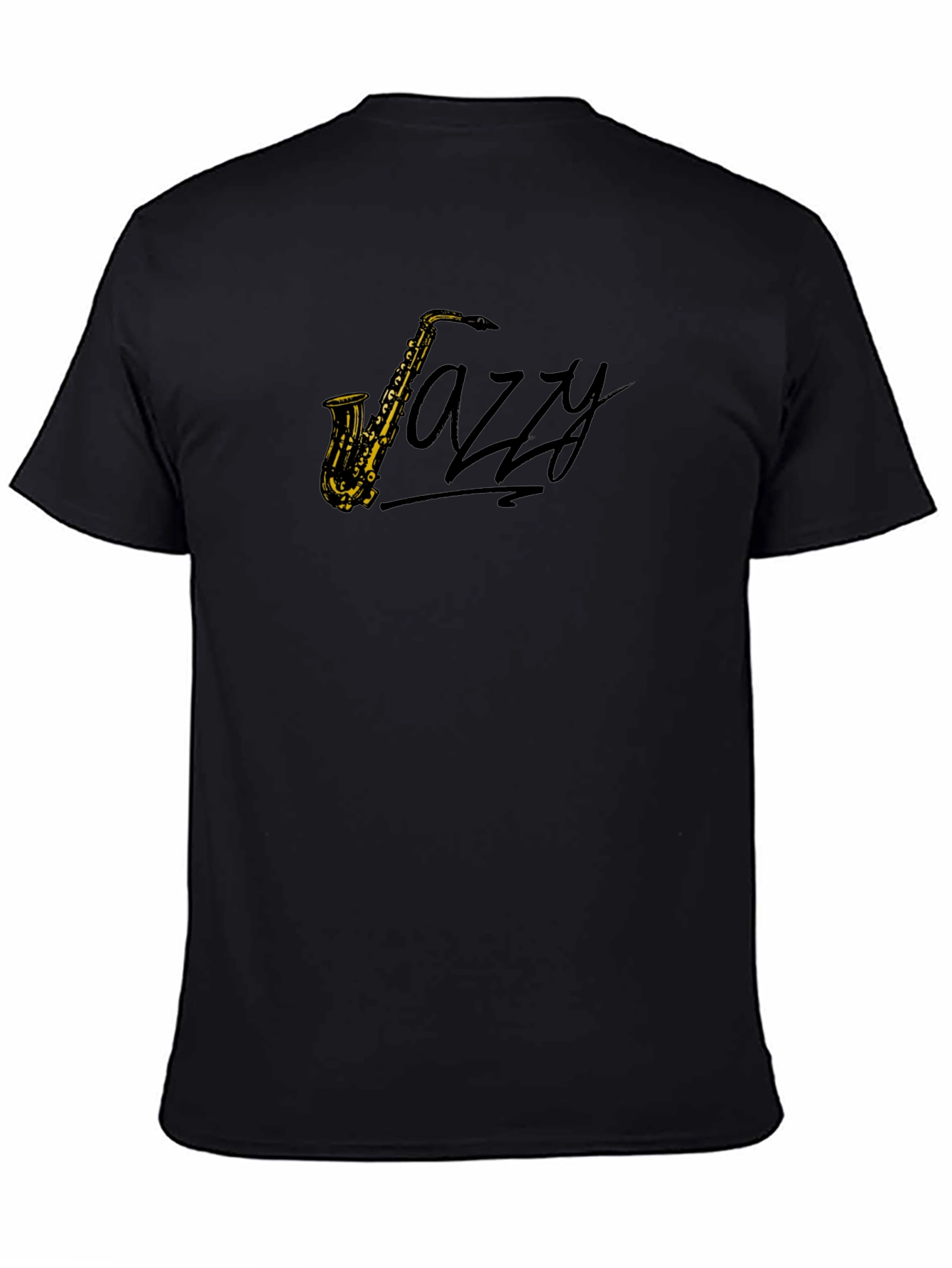 Jazz Saxophone Graphic Tee - Black Cotton Comfort