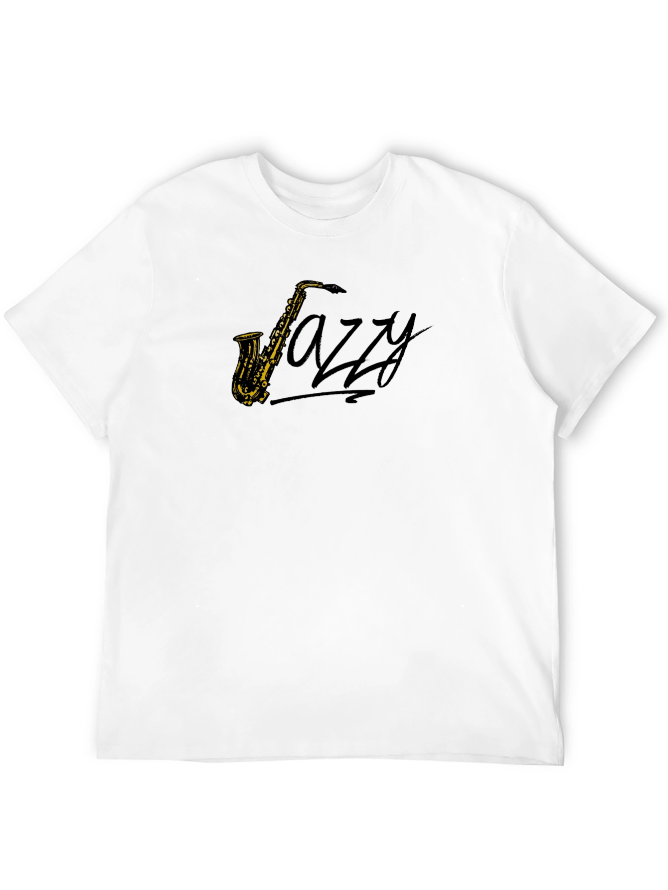 Jazz Saxophone Graphic Tee - Black Cotton Comfort