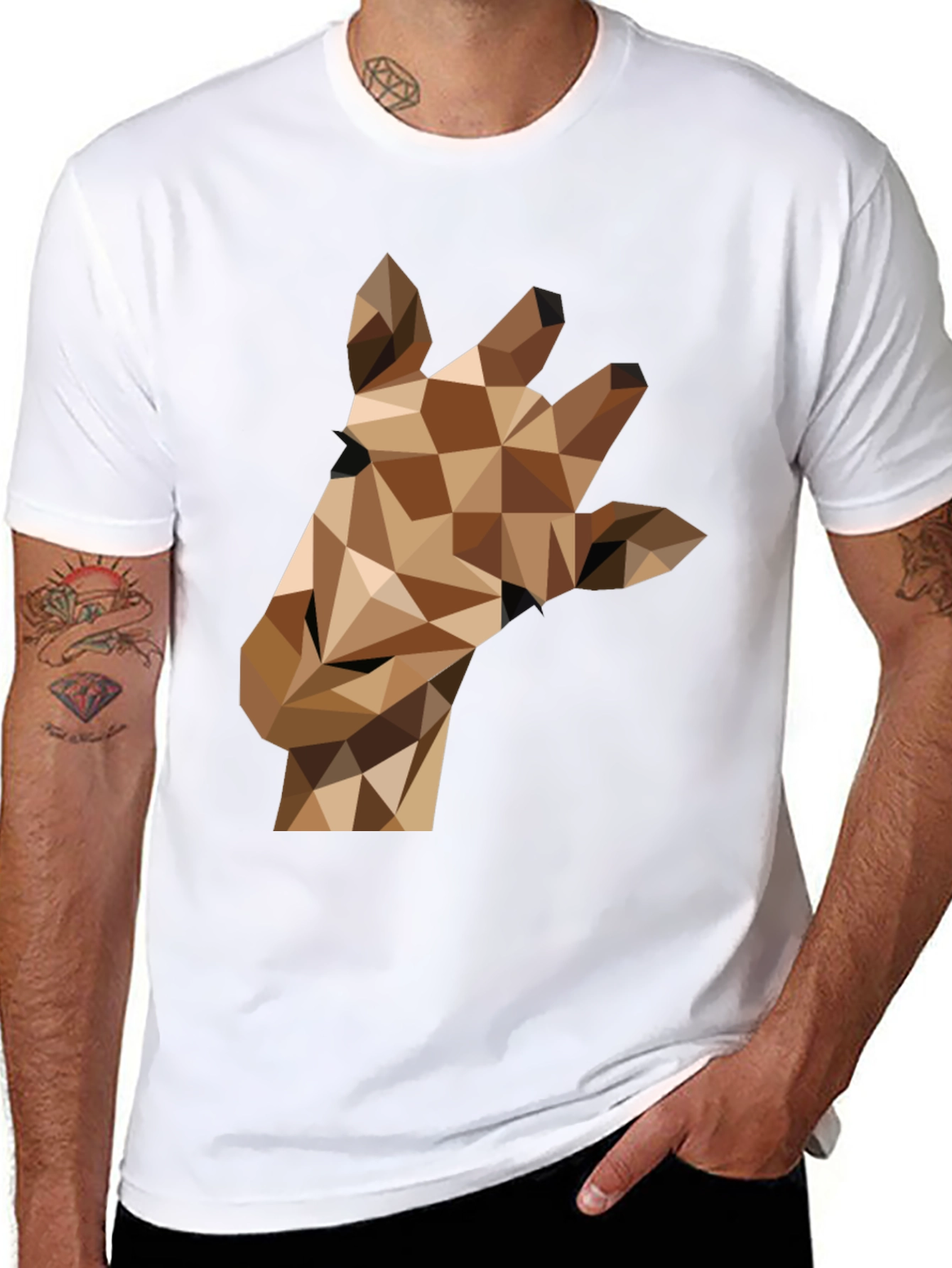 Geometric Giraffe Tee - Modern Animal Print Shirt