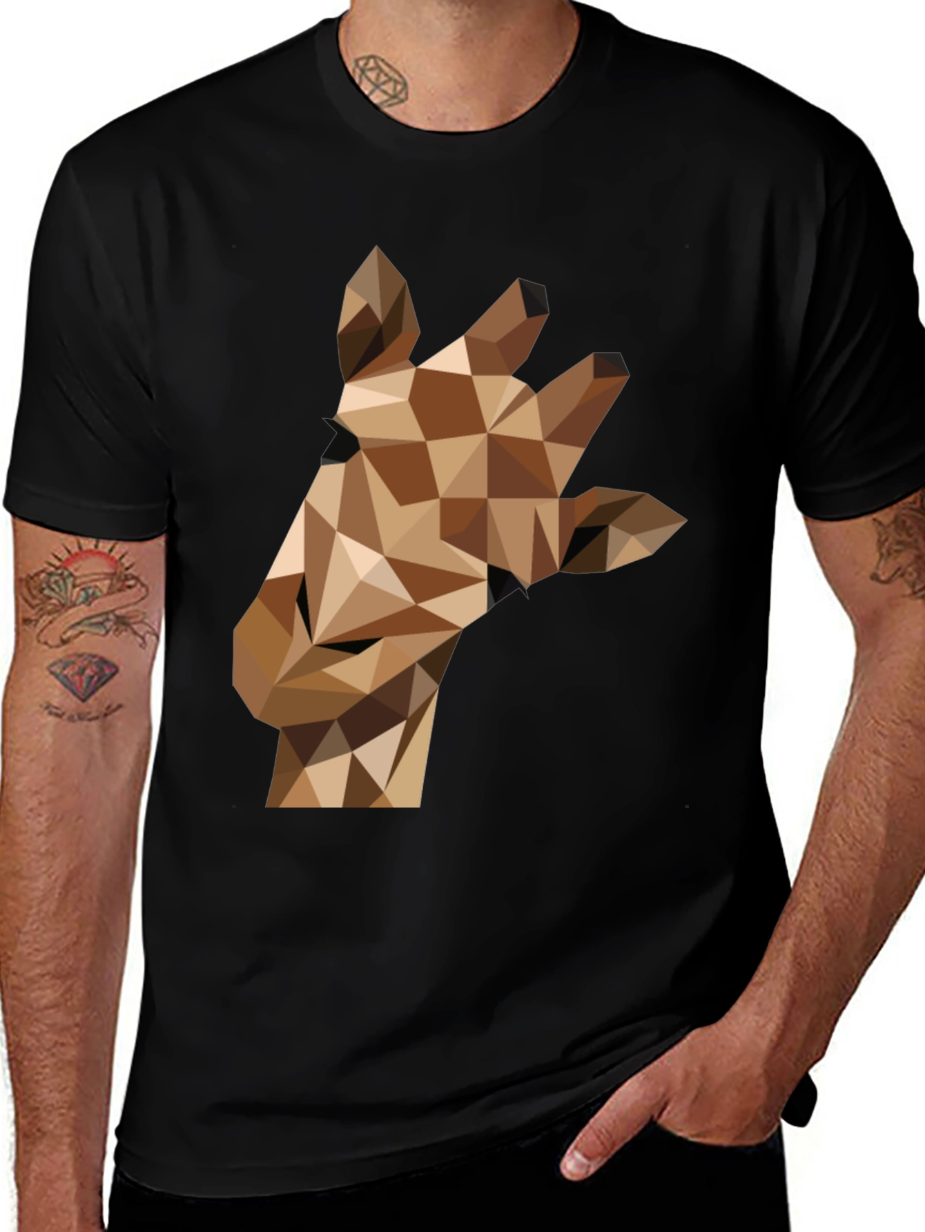 Geometric Giraffe Tee - Modern Animal Print Shirt
