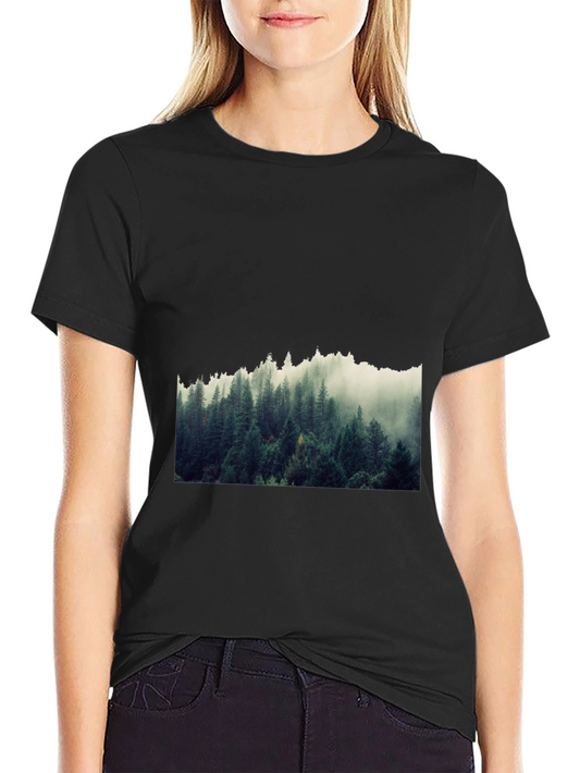 Mens Black Forest Print Tee - Nature Inspired Casual Wear