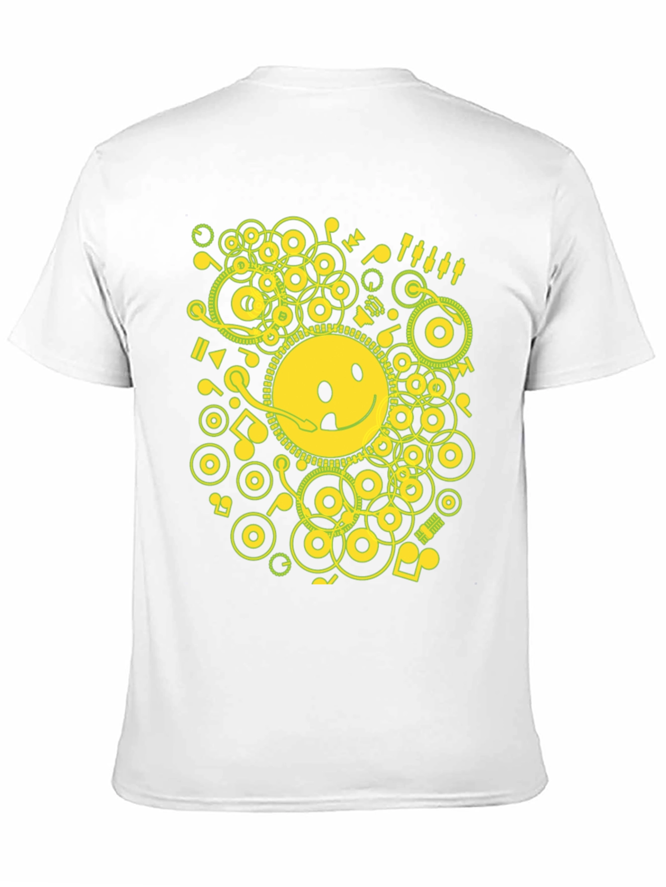 Smiley Face Graphic Tee - Music Theme T-Shirt