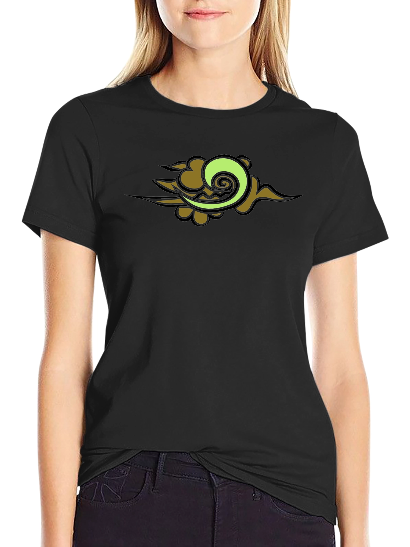 Black T-Shirt with Graphic Cloud Design
