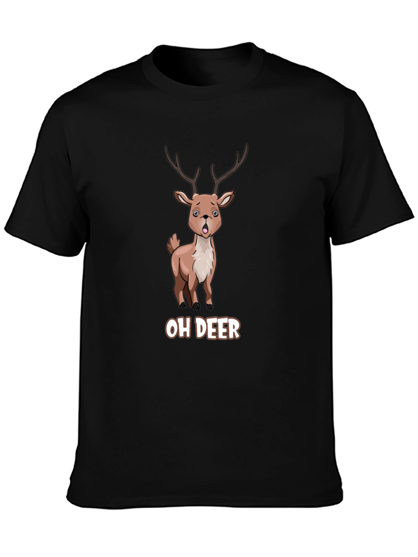 Oh Deer Funny Cartoon Graphic T-Shirt
