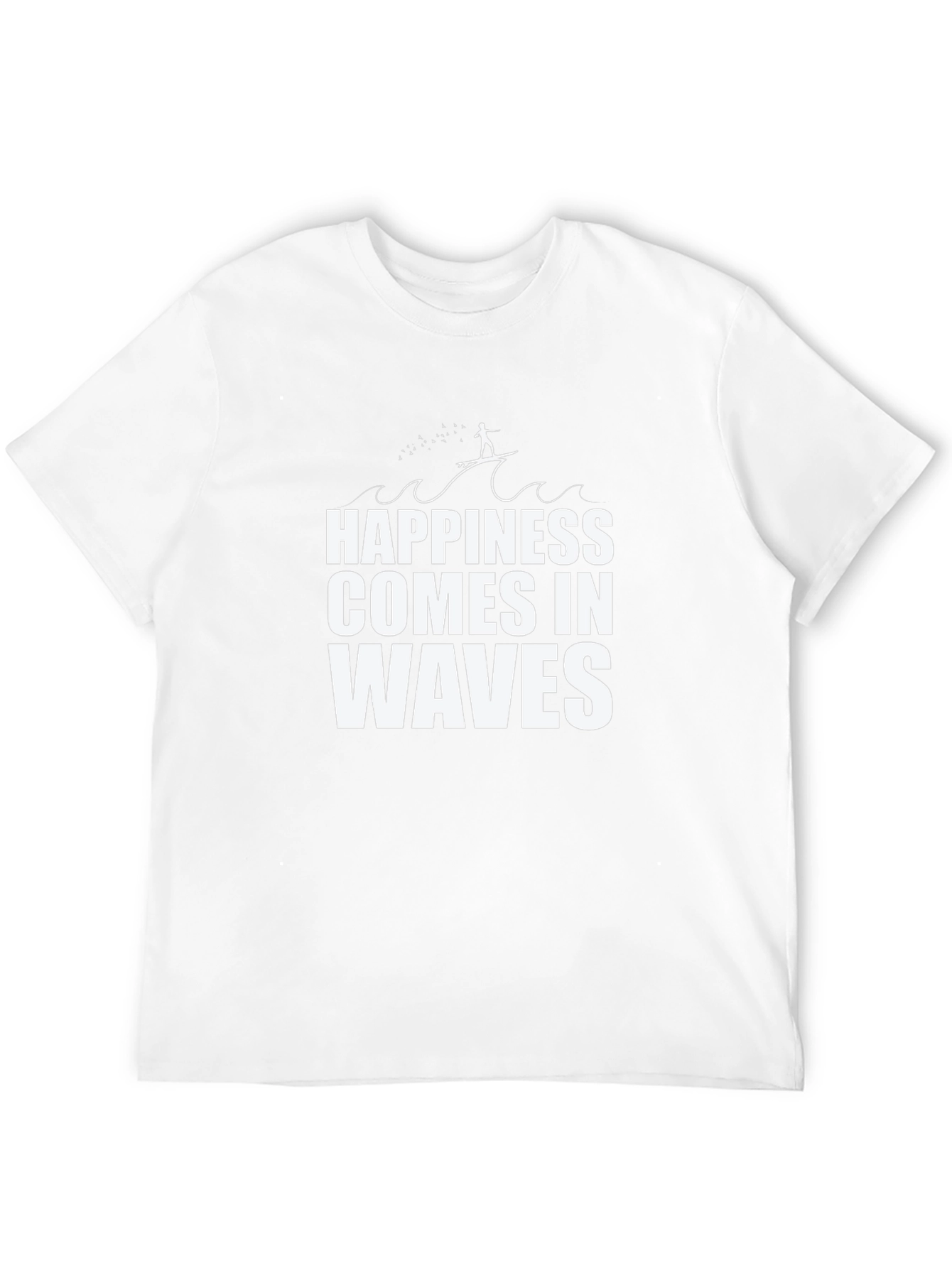 Happiness Comes In Waves Black Graphic Tee Shirt
