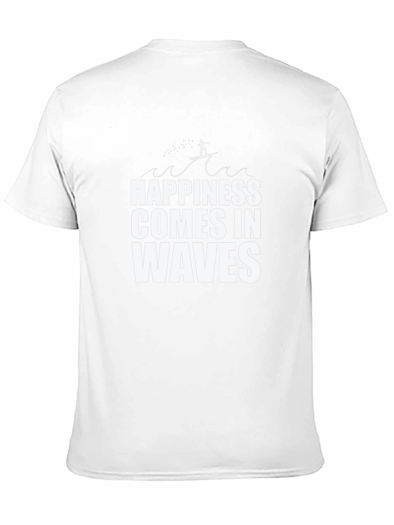 Happiness Comes In Waves Black Graphic Tee Shirt