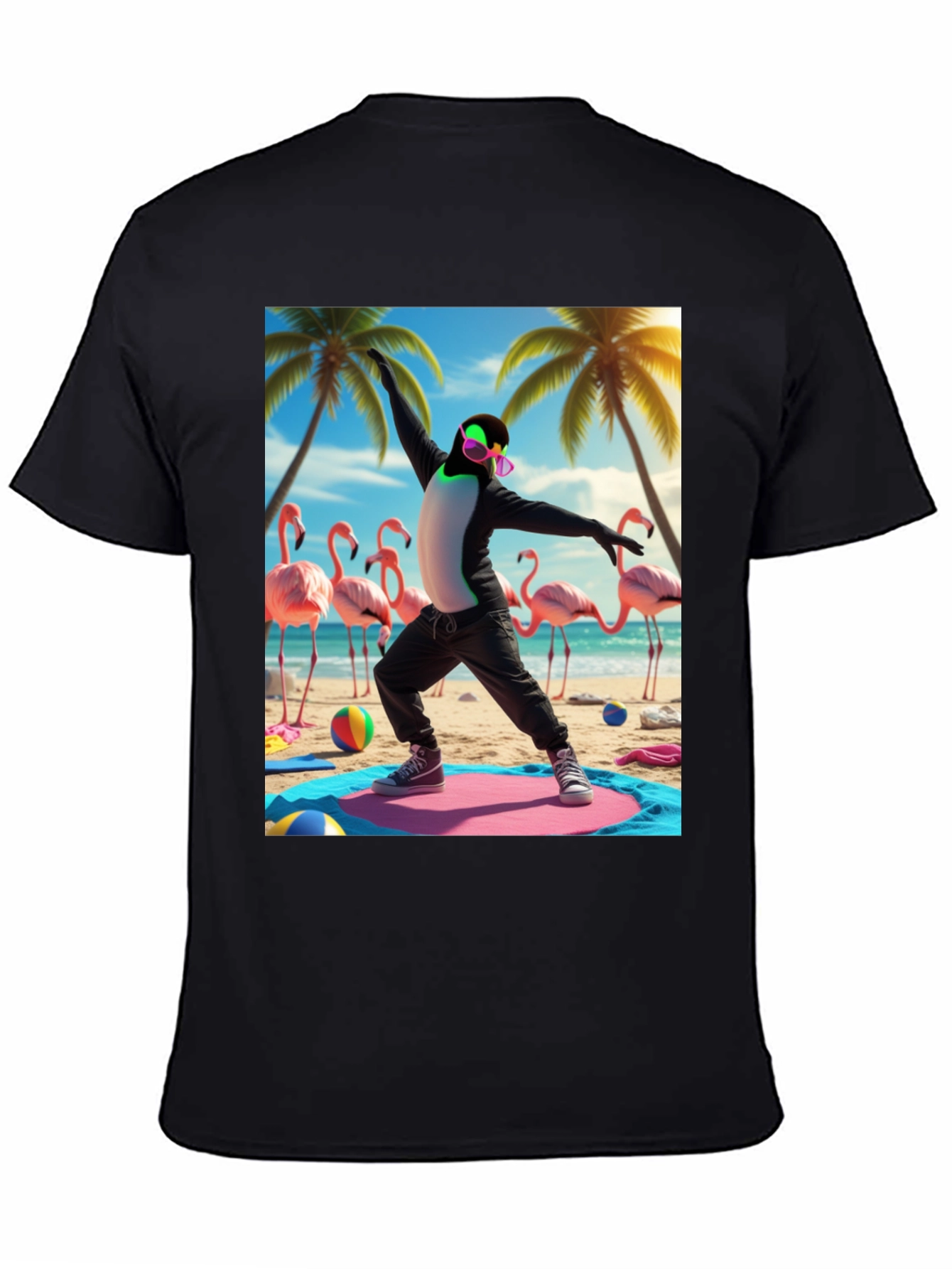Penguin Yoga Beach T-Shirt