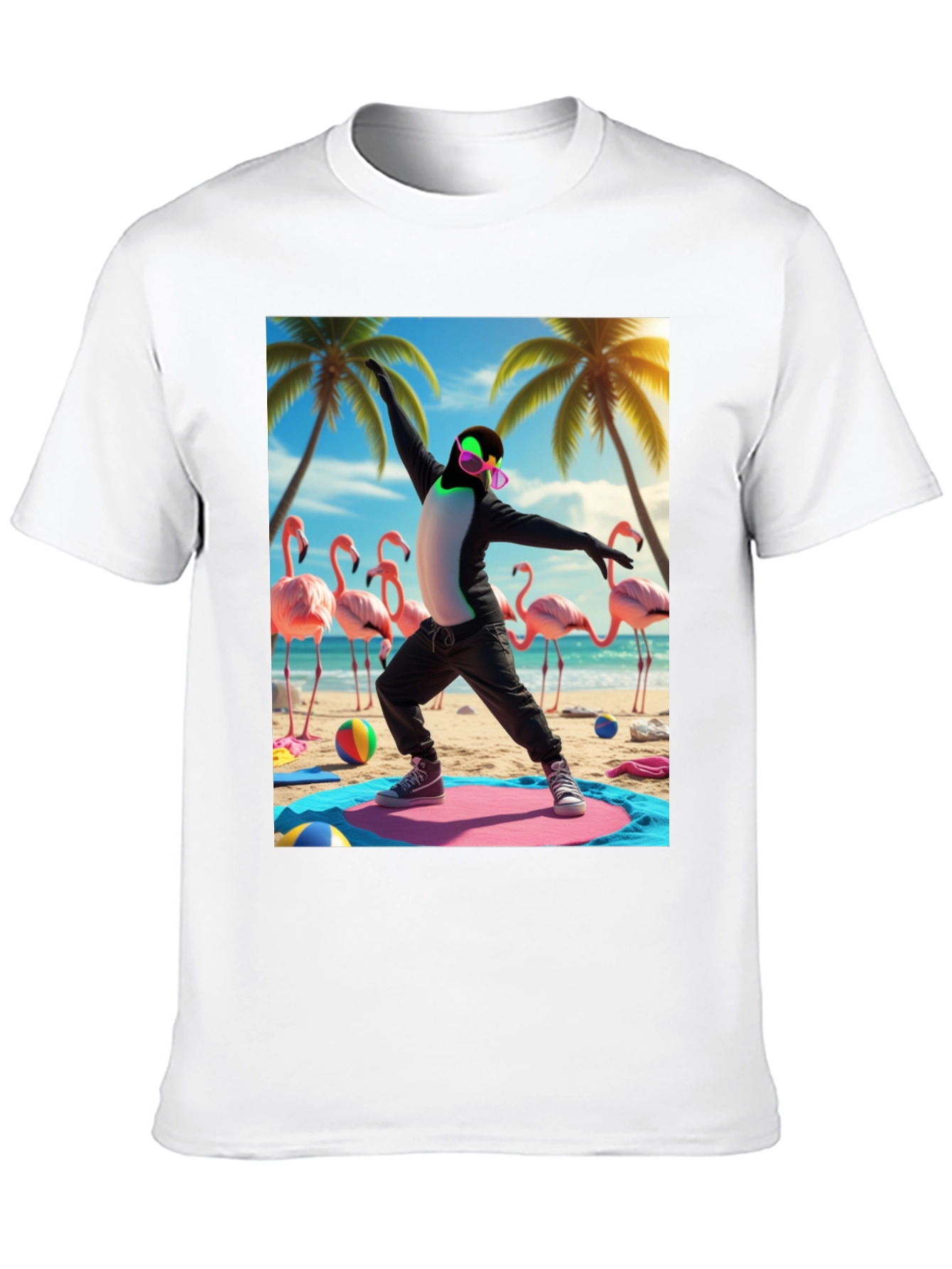 Penguin Yoga Beach T-Shirt