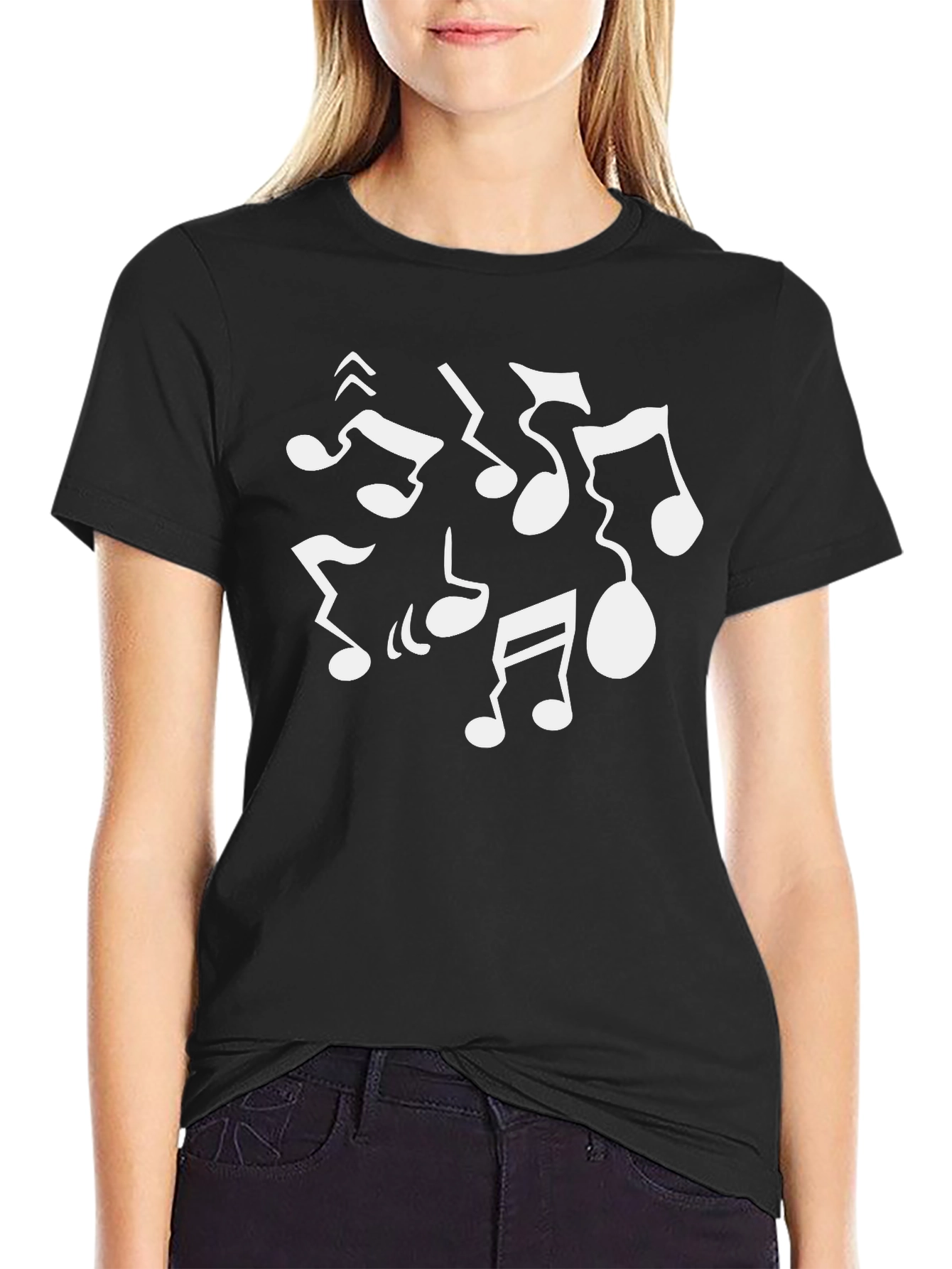 Musical Notes T-Shirt - Black Cotton Tee