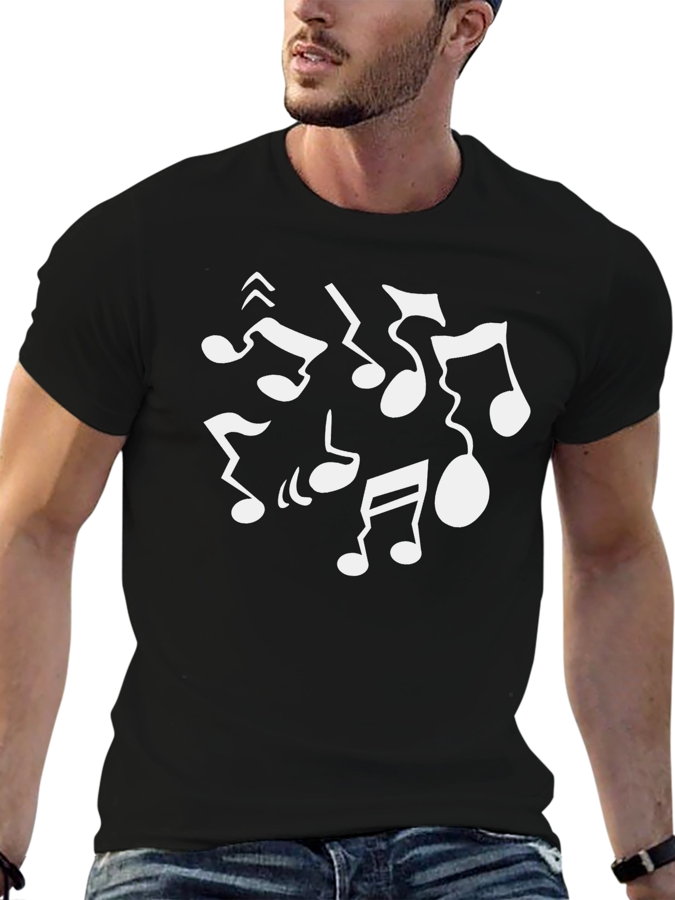 Musical Notes T-Shirt - Black Cotton Tee