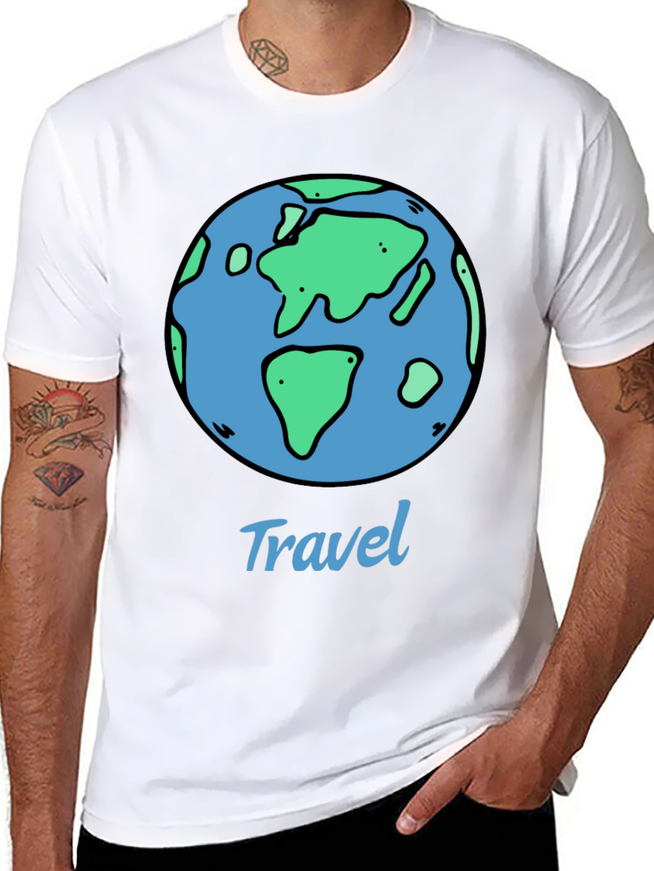 Travel Earth Graphic Black T-Shirt