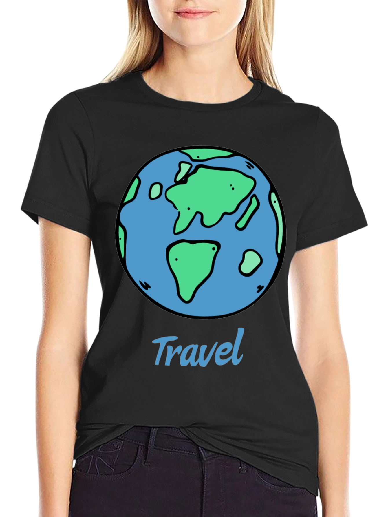 Travel Earth Graphic Black T-Shirt