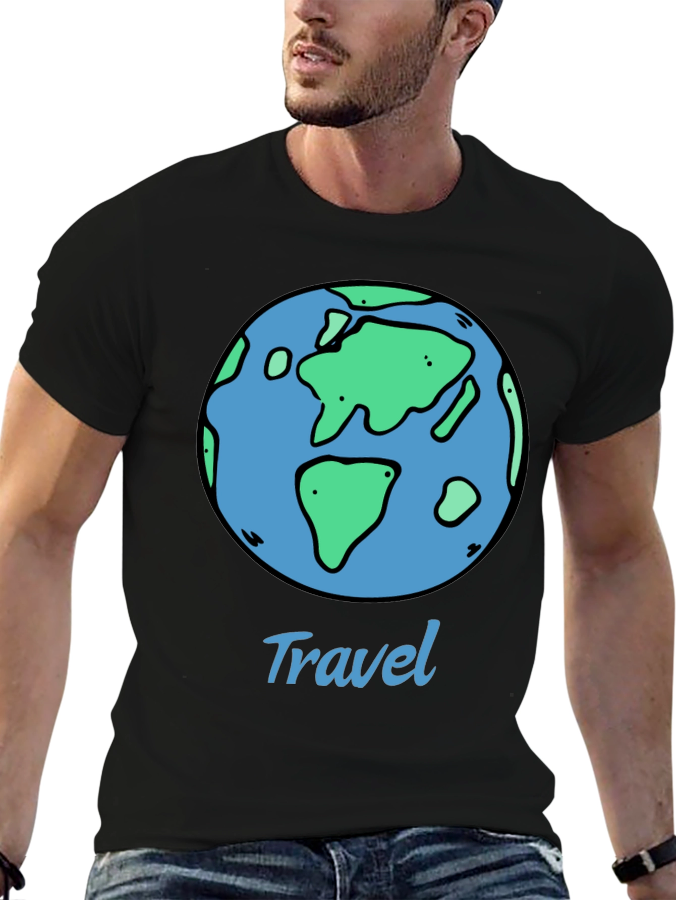 Travel Earth Graphic Black T-Shirt