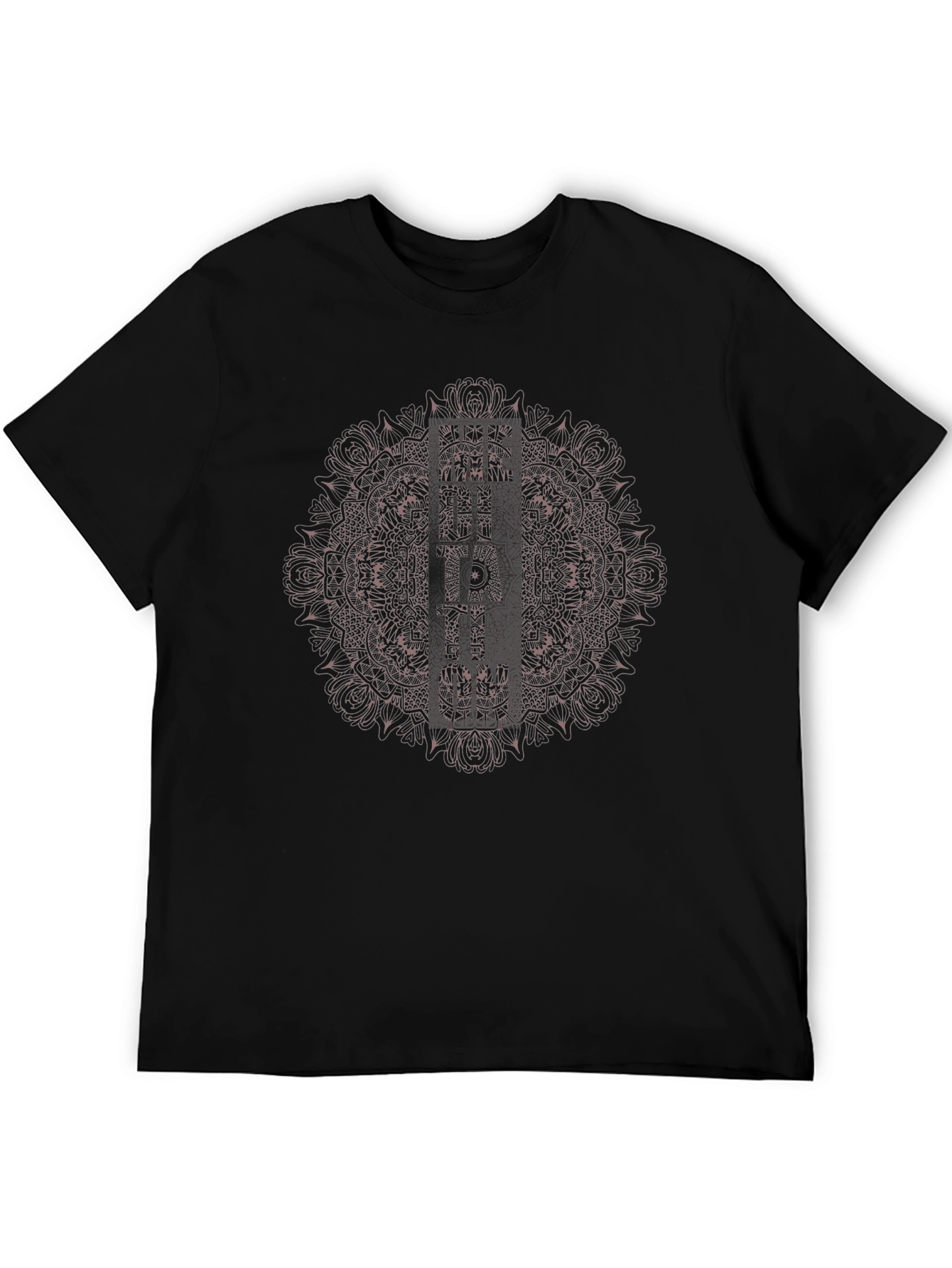 Black Mandala Graphic Print Crew Neck T-Shirt