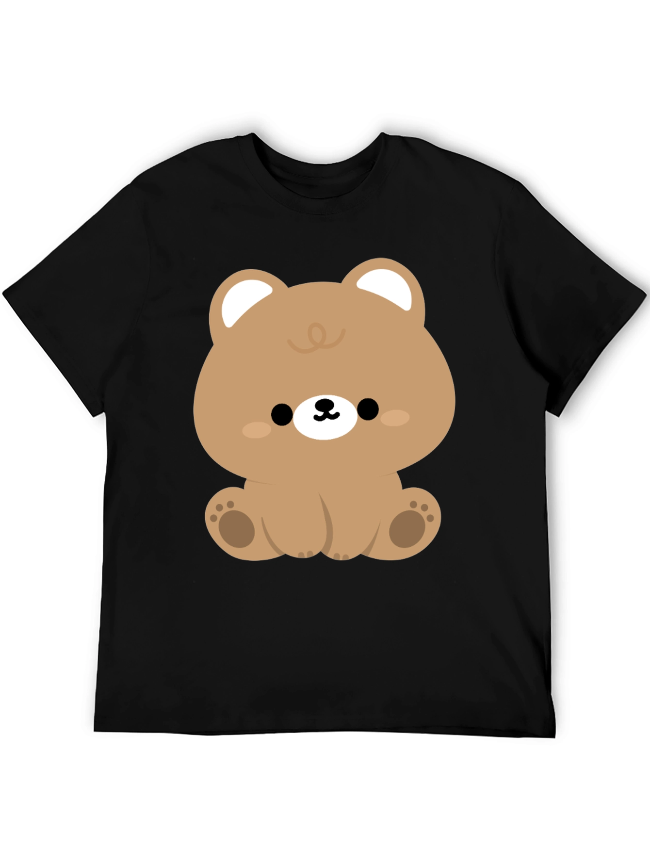 Cute Kawaii Bear Graphic Tee - Black