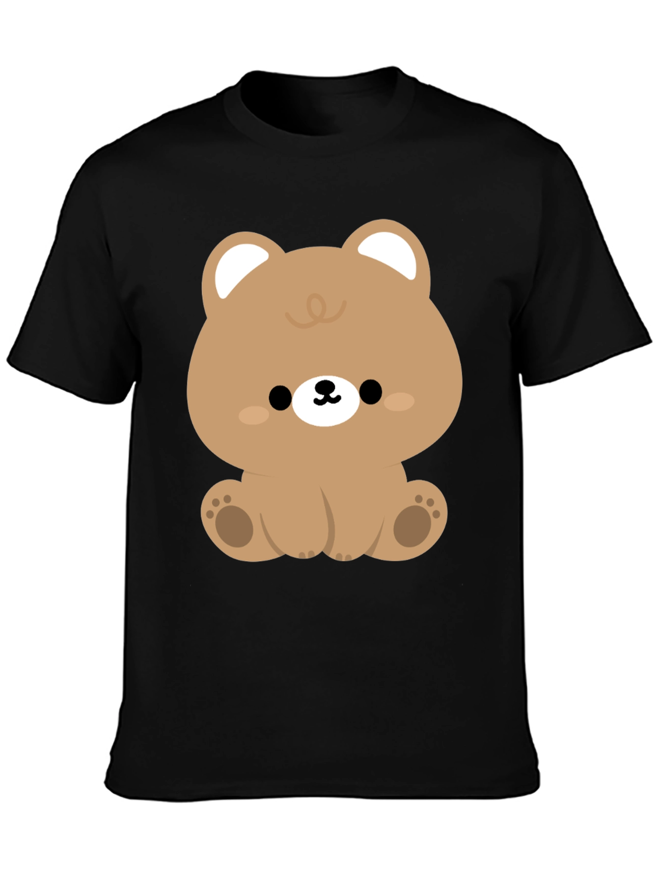 Cute Kawaii Bear Graphic Tee - Black