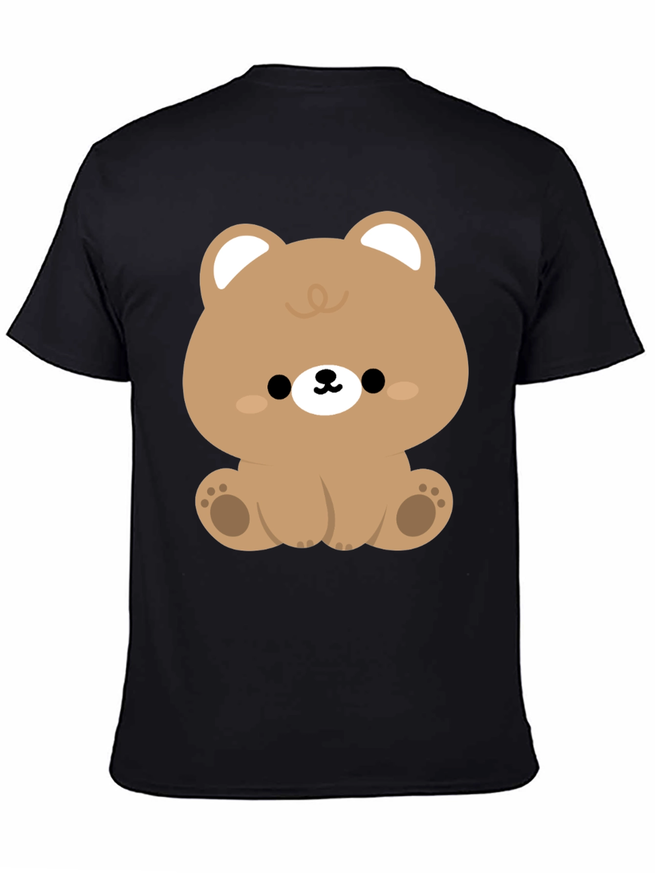 Cute Kawaii Bear Graphic Tee - Black